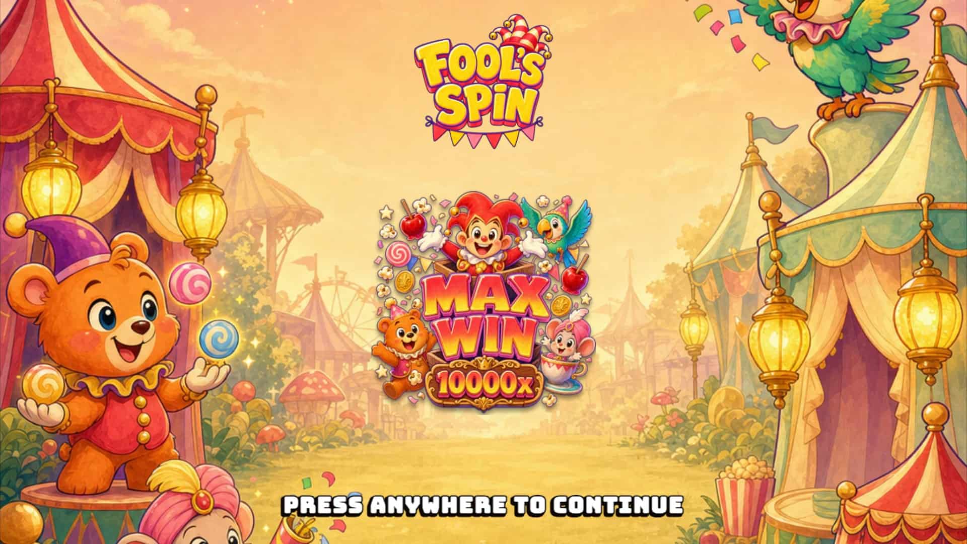 Fools Spin slot intro screen