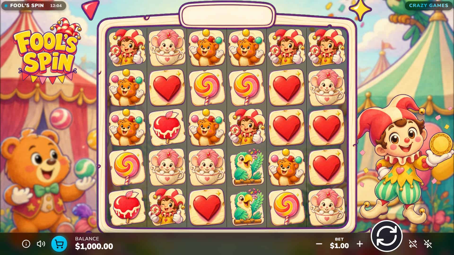 Fools Spin slot gameplay reels