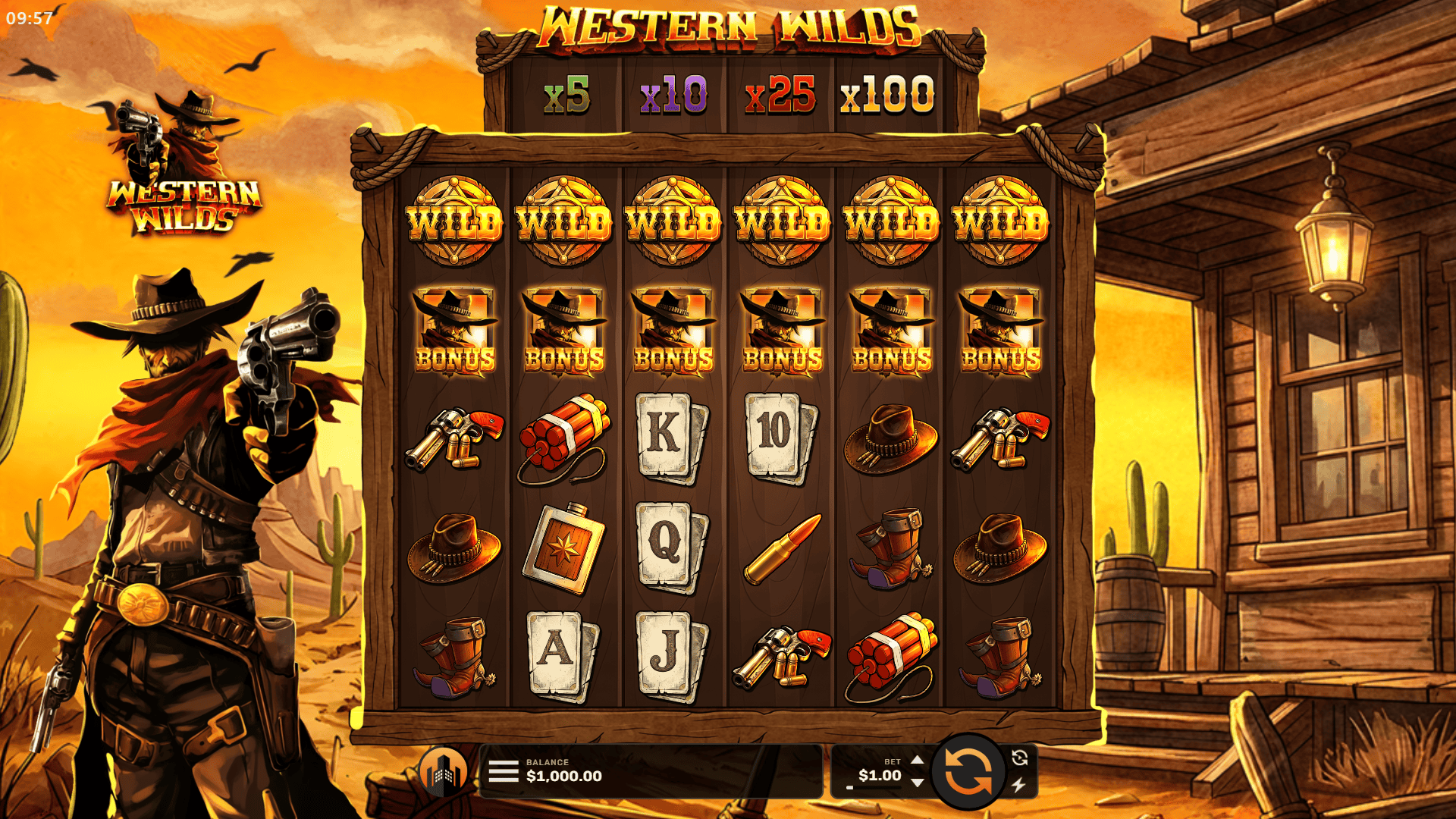 Western Wilds slot gameplay reels
