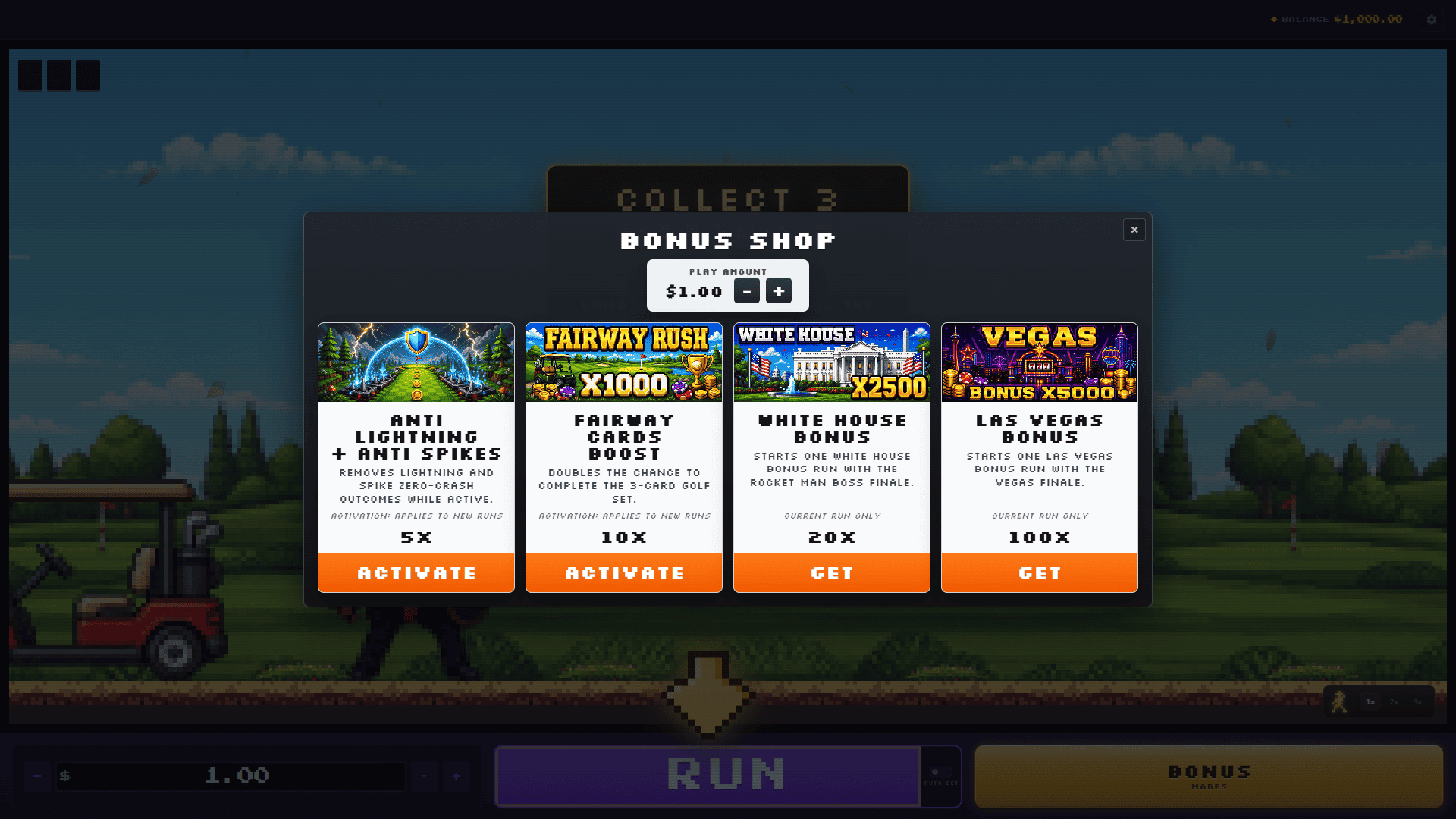 Boss Run bonus buy menu