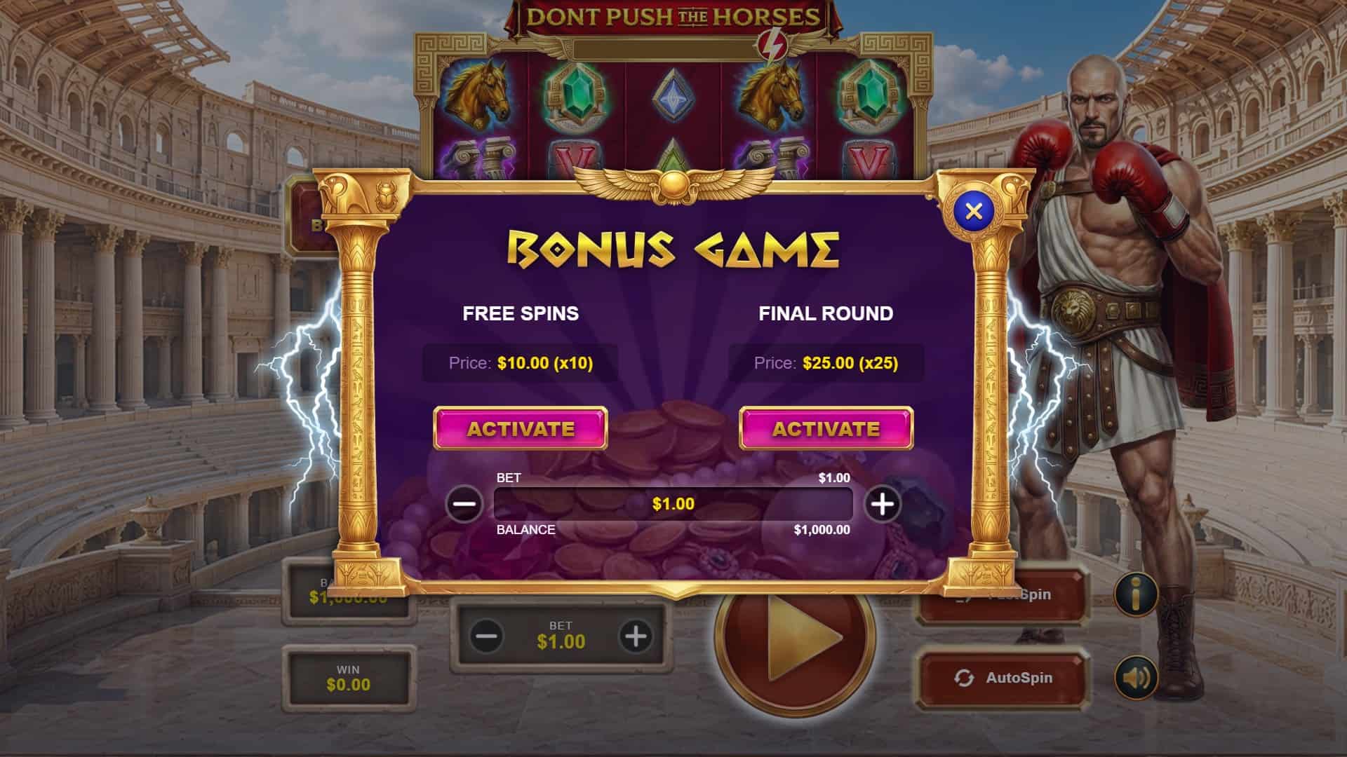 Dont Push the Horses bonus buy menu