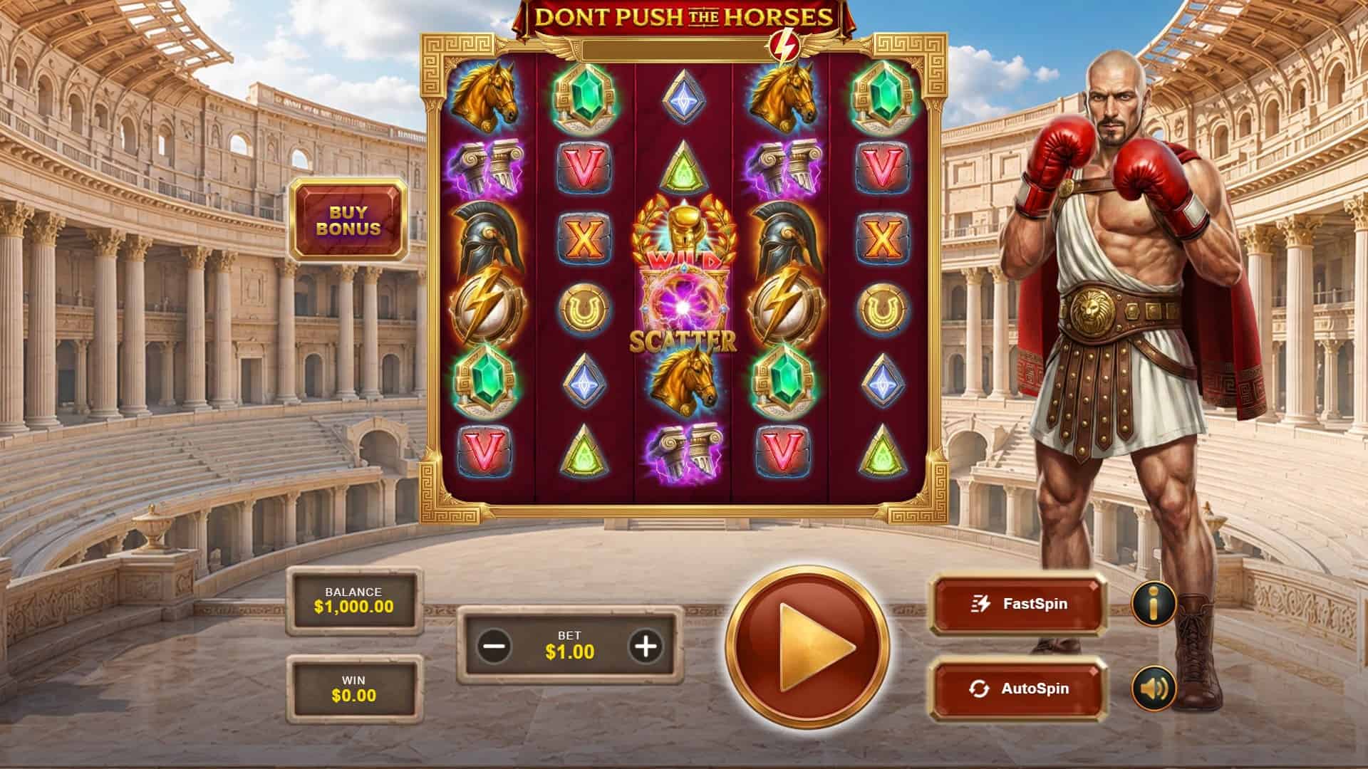 Dont Push the Horses slot gameplay reels