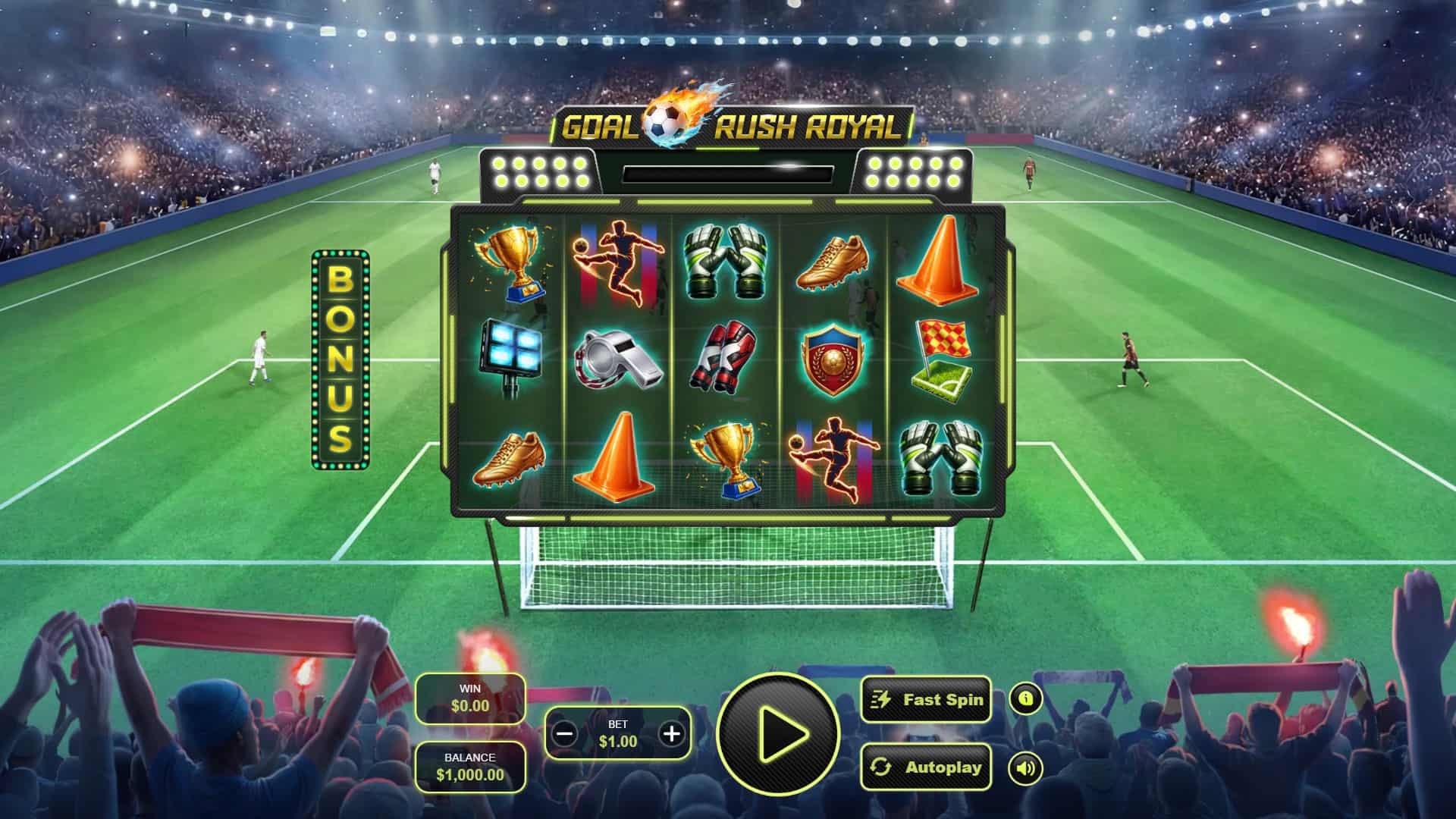 Goal Rush Royal slot gameplay reels