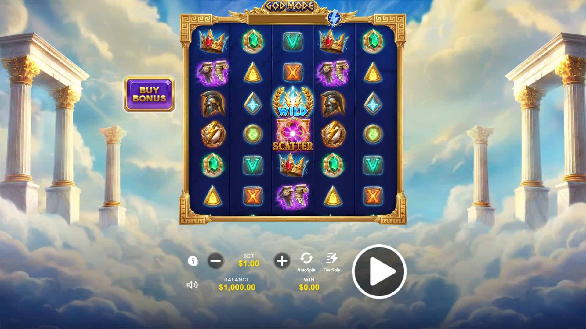 God Mode: Ascension slot gameplay reels