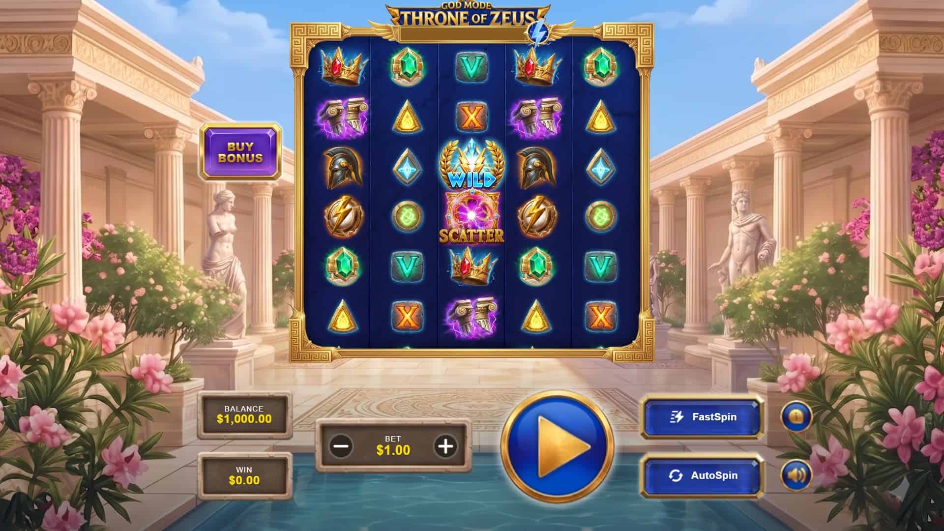 God Mode: Throne of Zeus slot gameplay reels