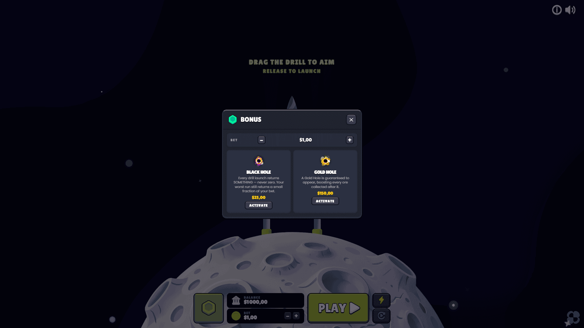 Galaxy Drill bonus buy menu