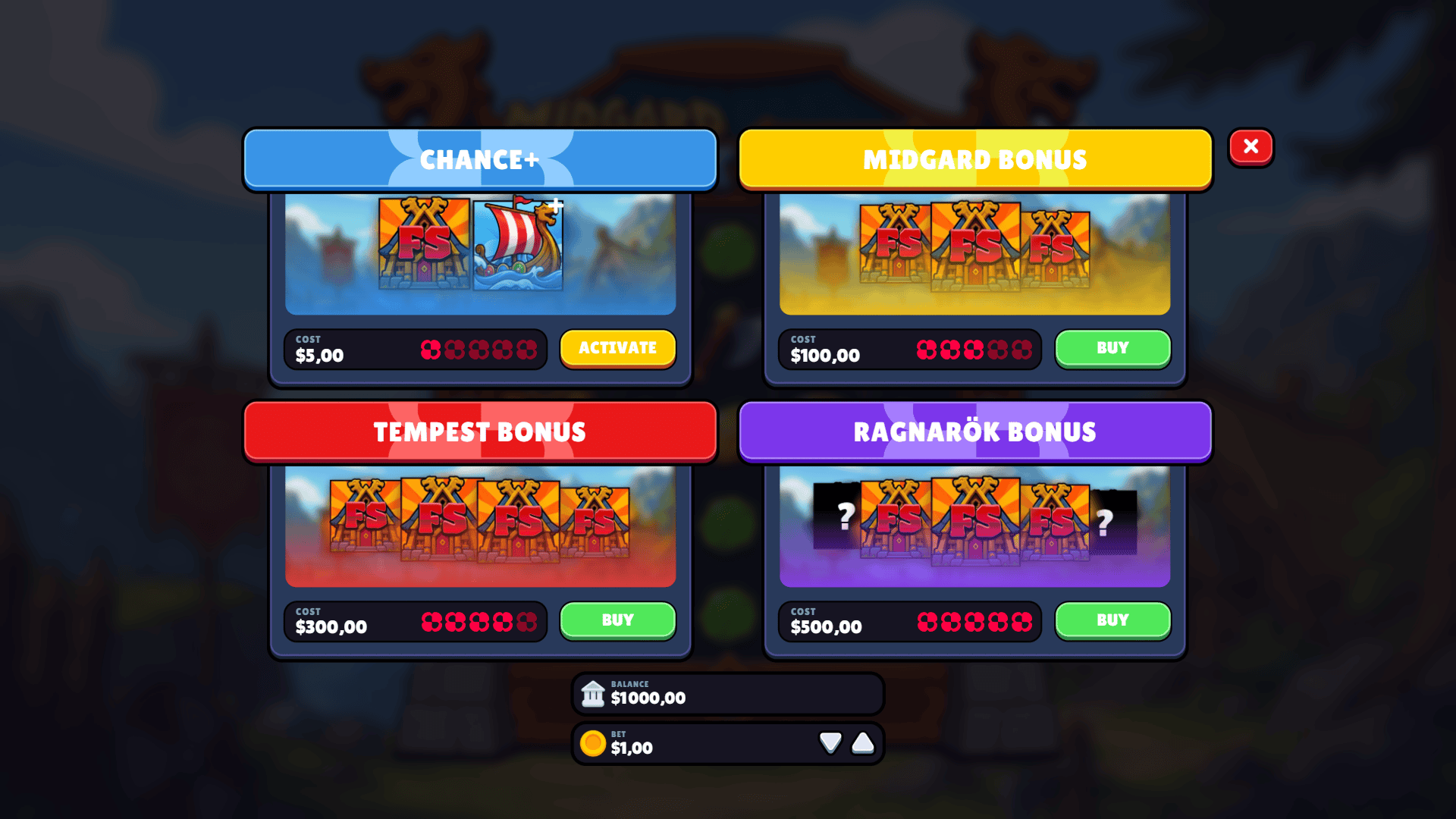 Midgard Tempest bonus buy menu