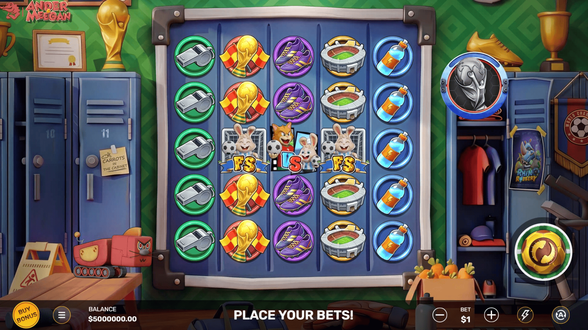 Ander & Meegan slot gameplay reels