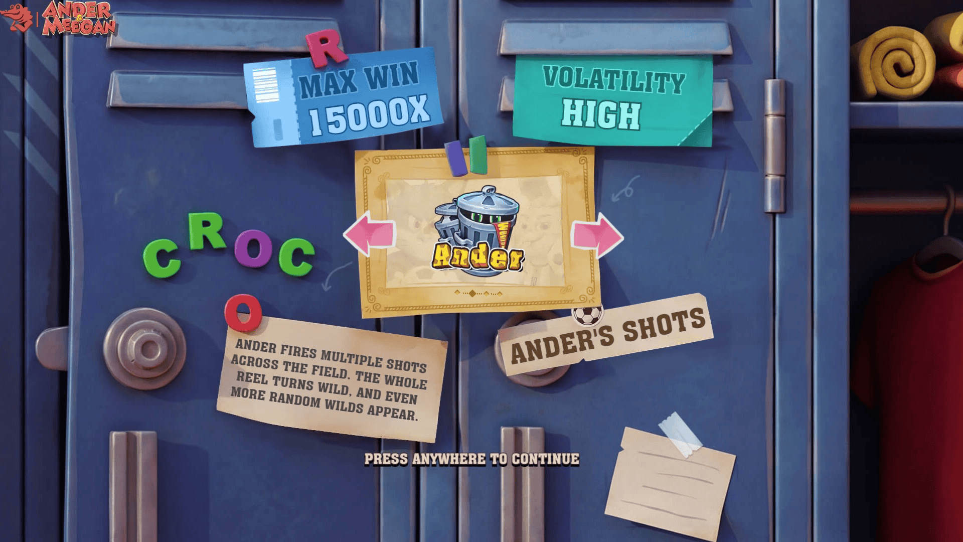 Ander & Meegan slot intro screen