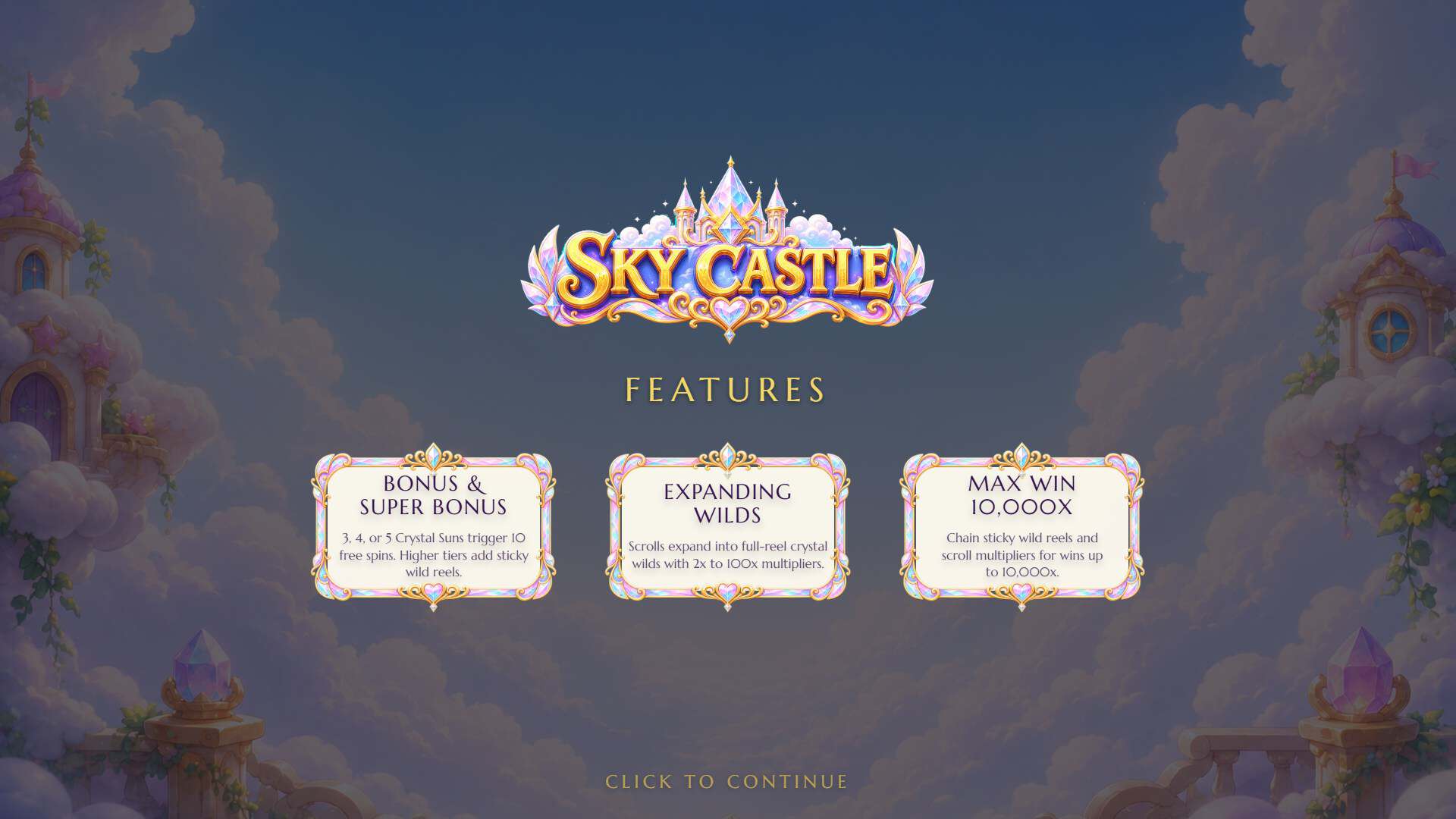 Sky Castle slot intro screen