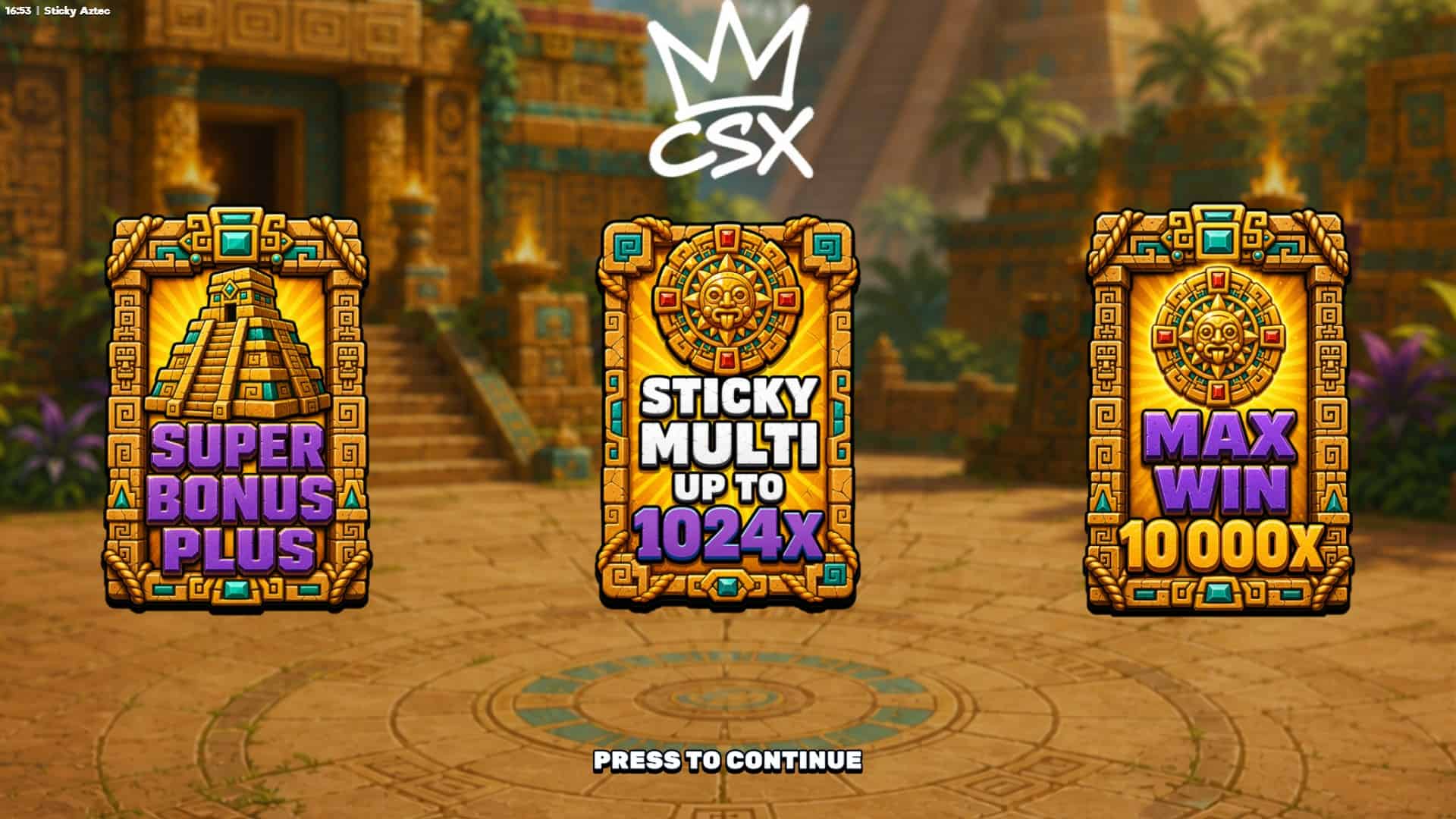 Sticky Aztec slot intro screen
