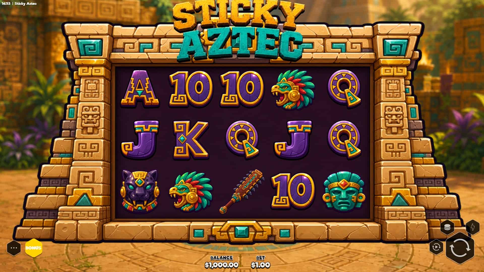 Sticky Aztec slot gameplay reels