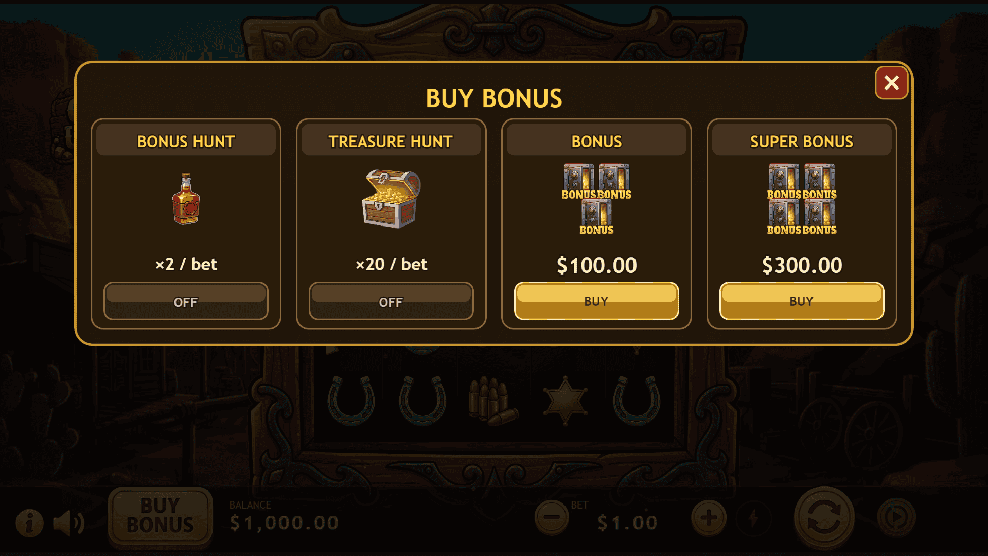 Outlaw Uprising bonus buy menu