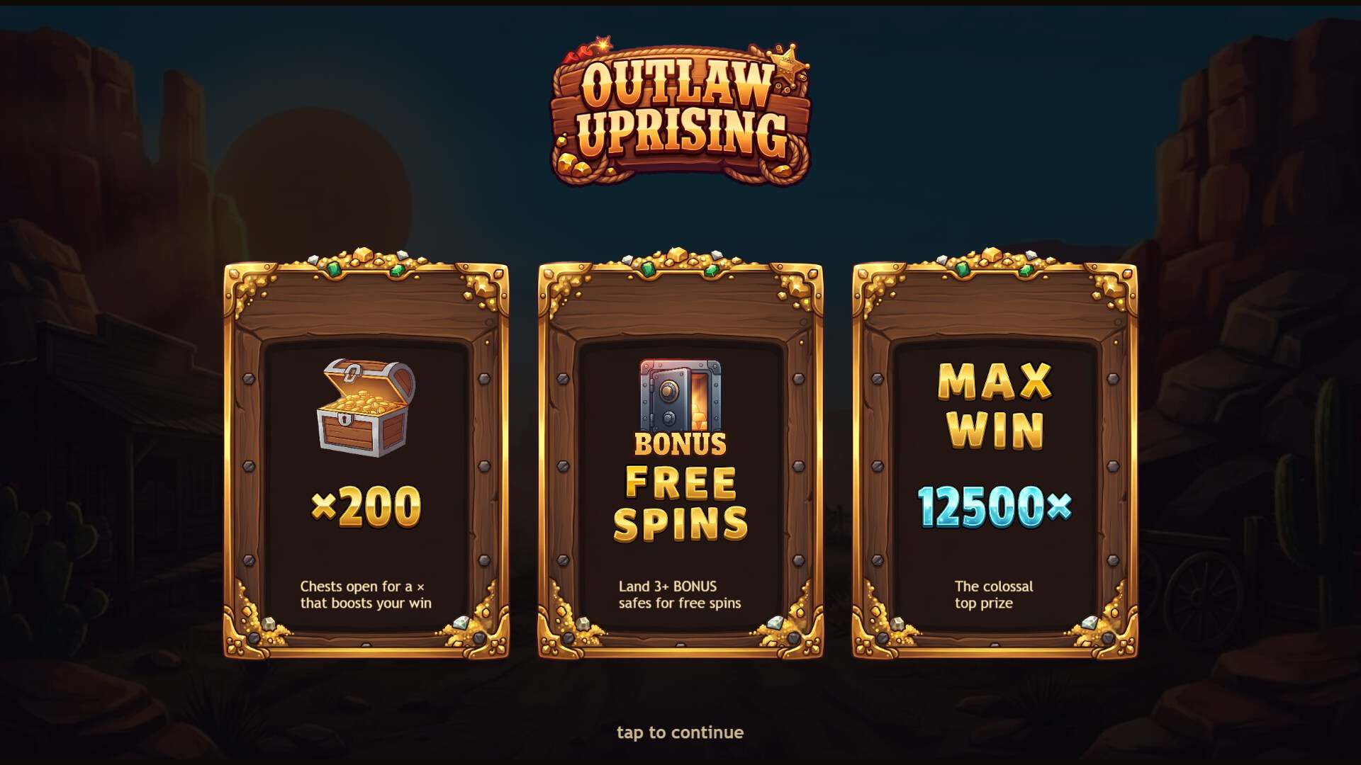 Outlaw Uprising slot intro screen