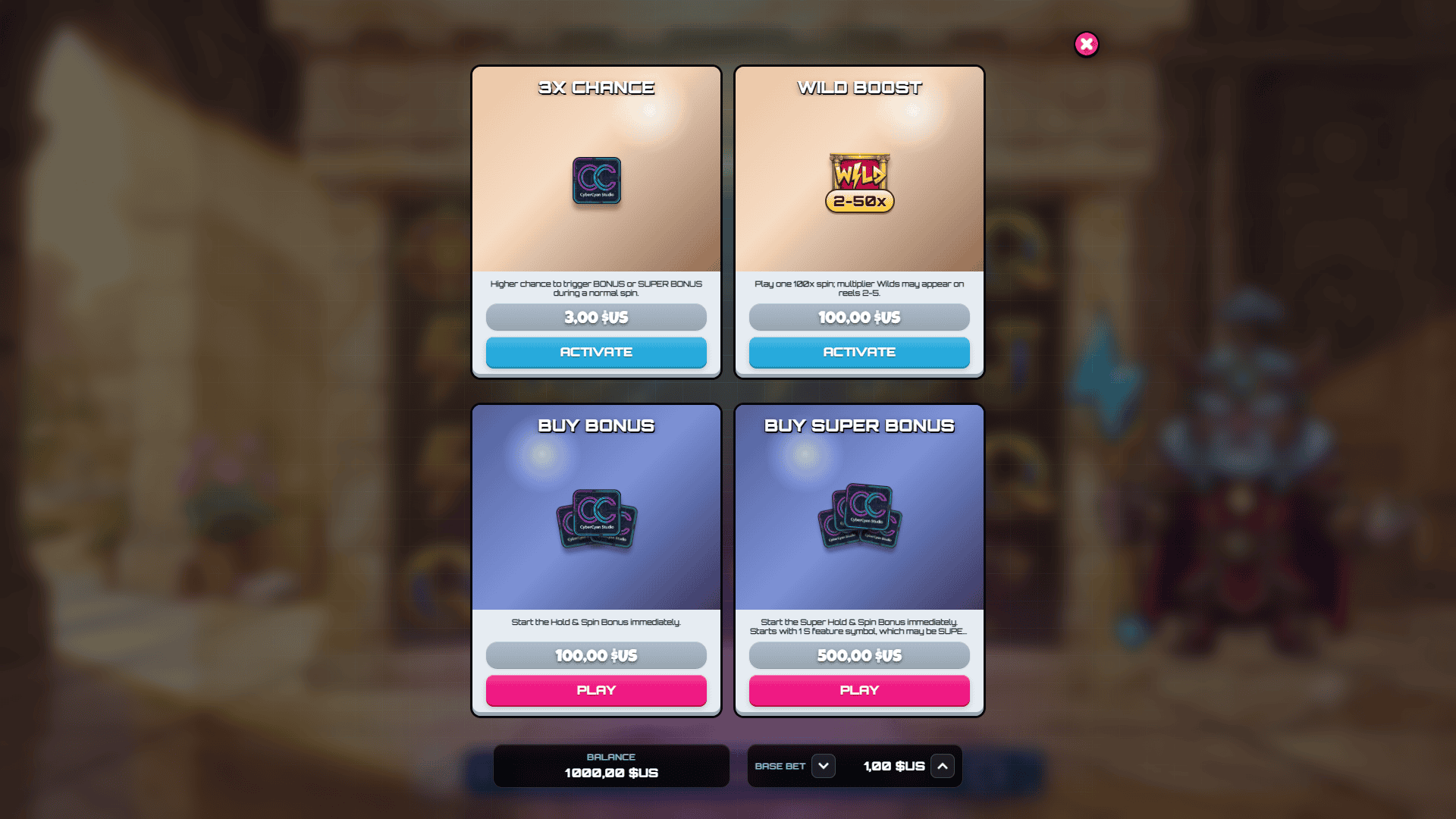 Gods of Fortune bonus buy menu
