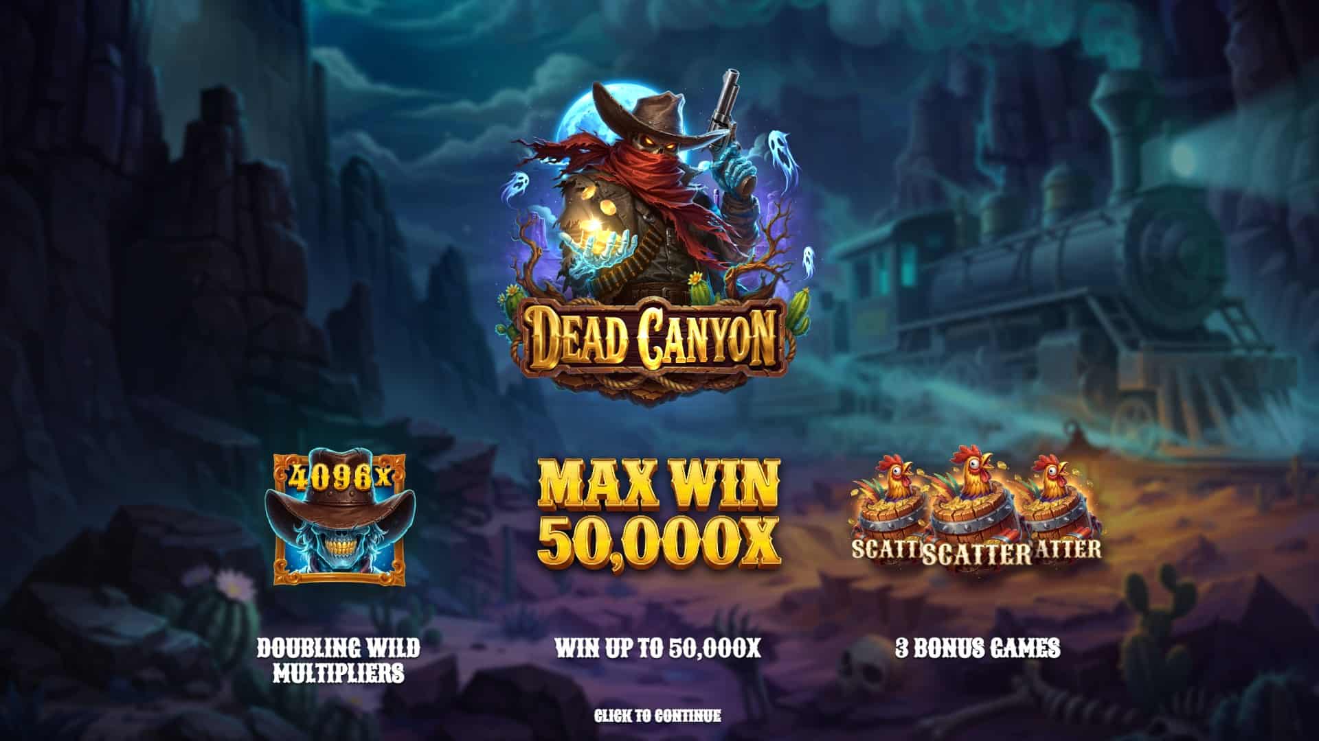 Dead Canyon slot intro screen