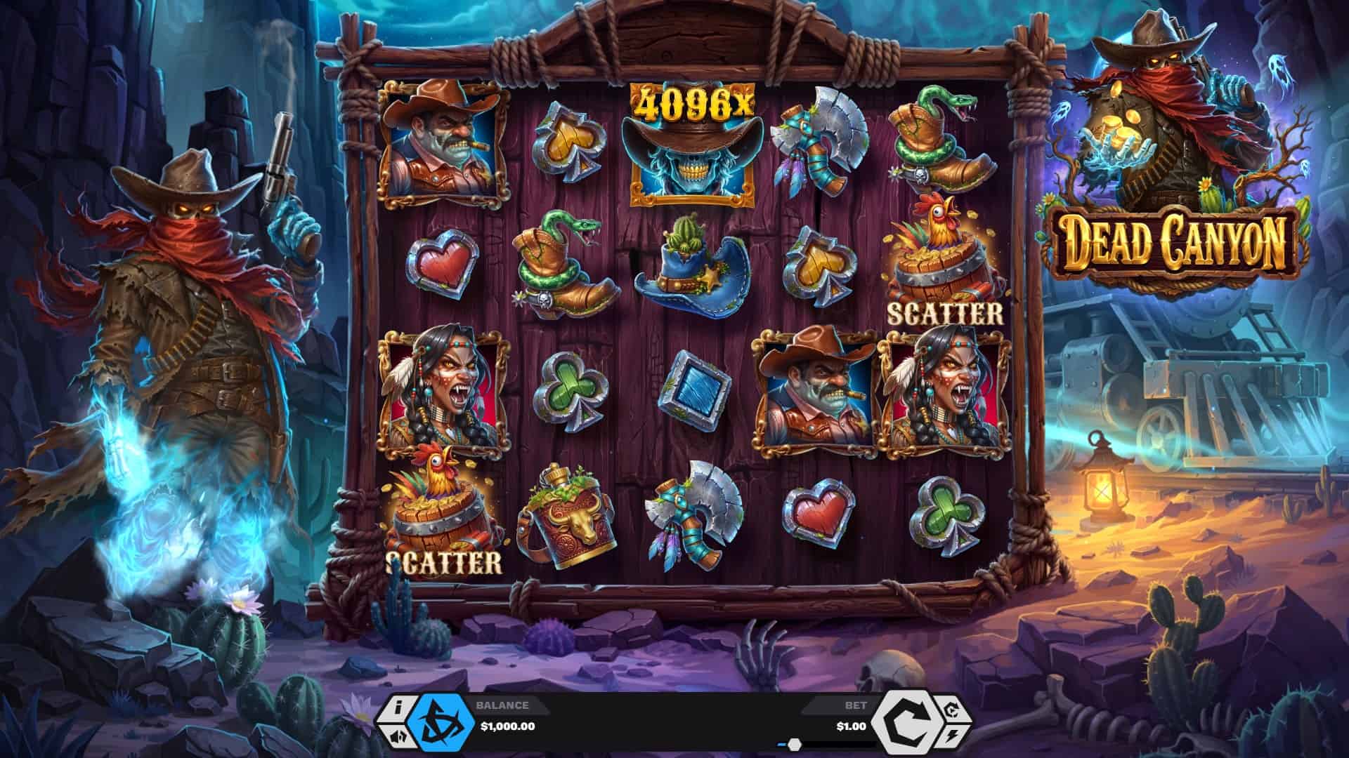 Dead Canyon slot gameplay reels