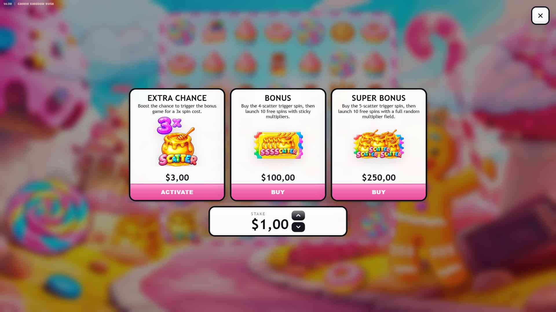 Cookie Kingdom Rush bonus buy menu