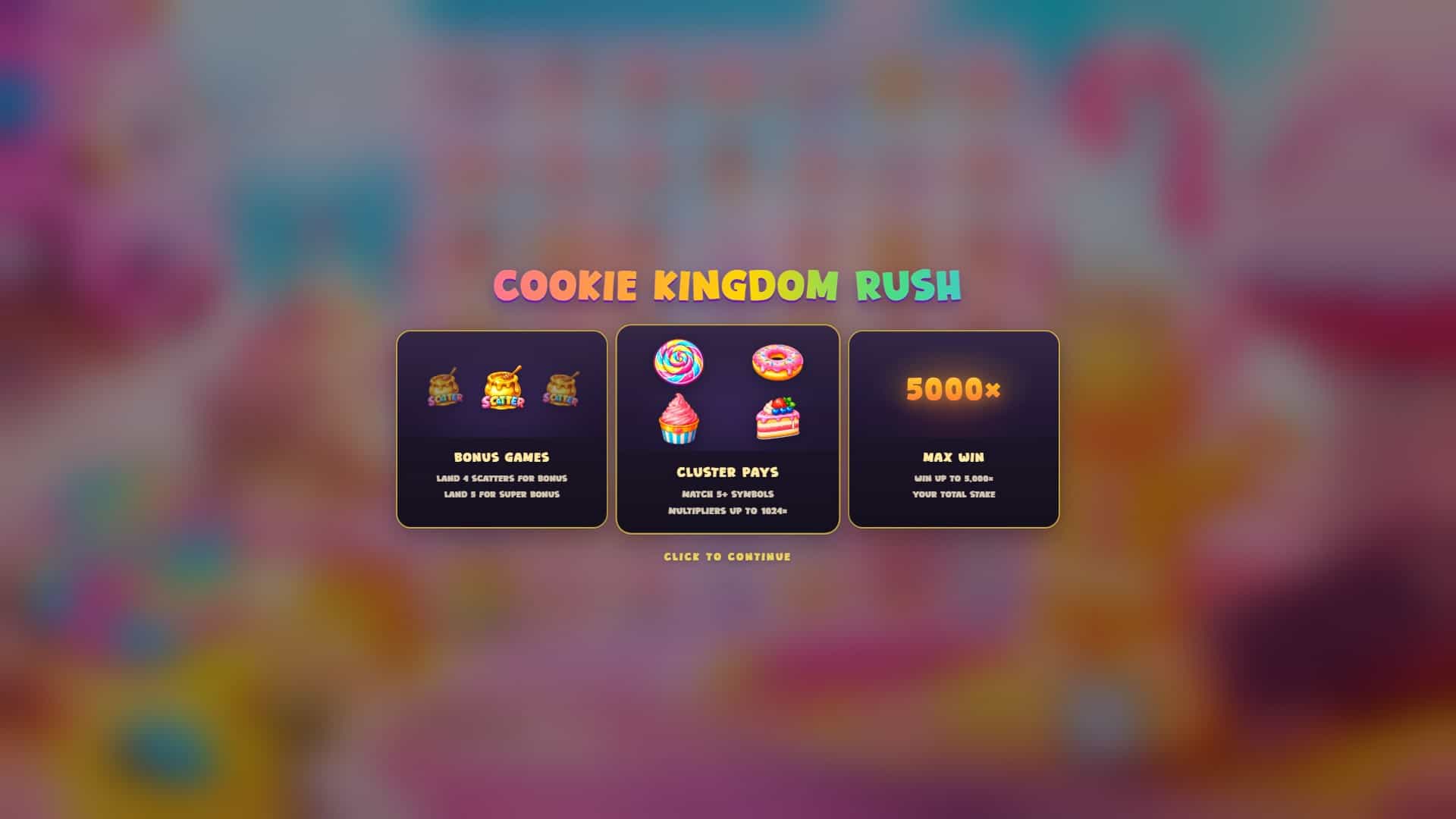 Cookie Kingdom Rush slot intro screen