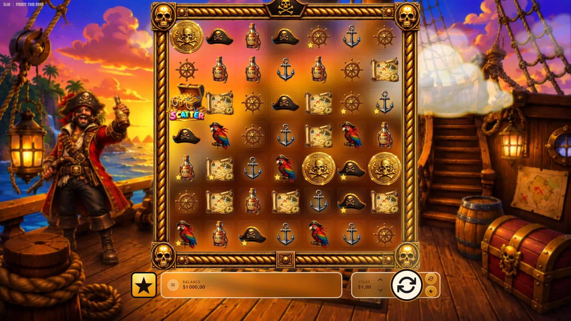 Pirate Coin Rush slot gameplay reels