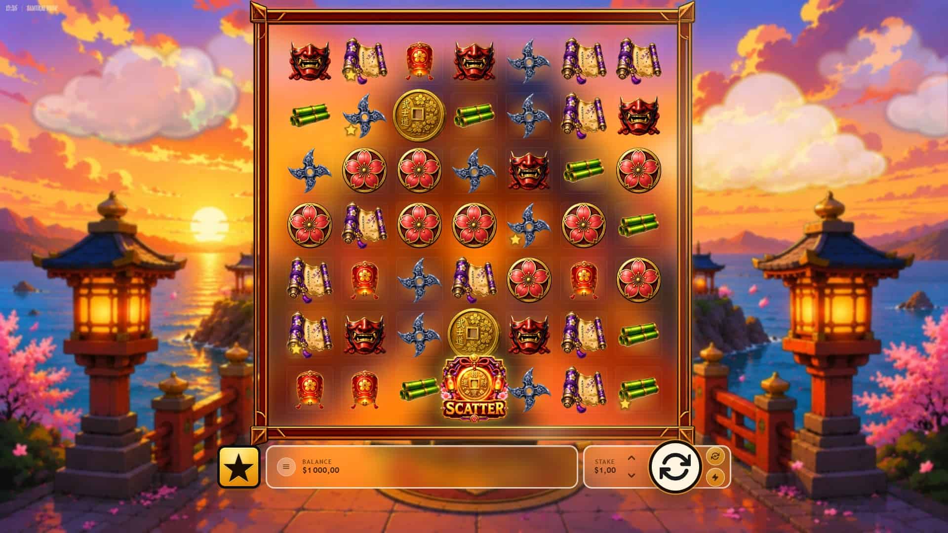 Samurai Drop slot gameplay reels