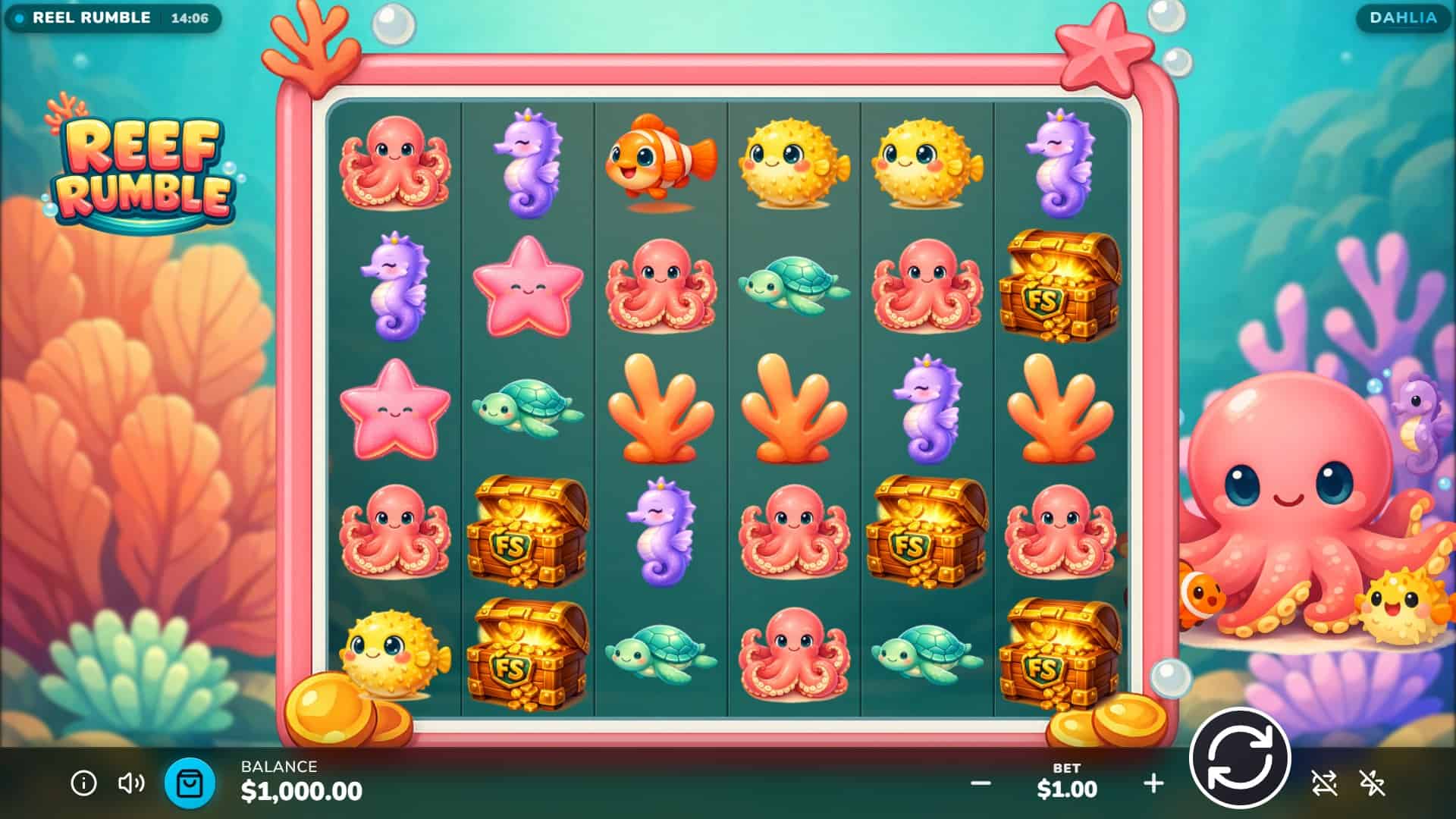 Reef Rumble slot gameplay reels