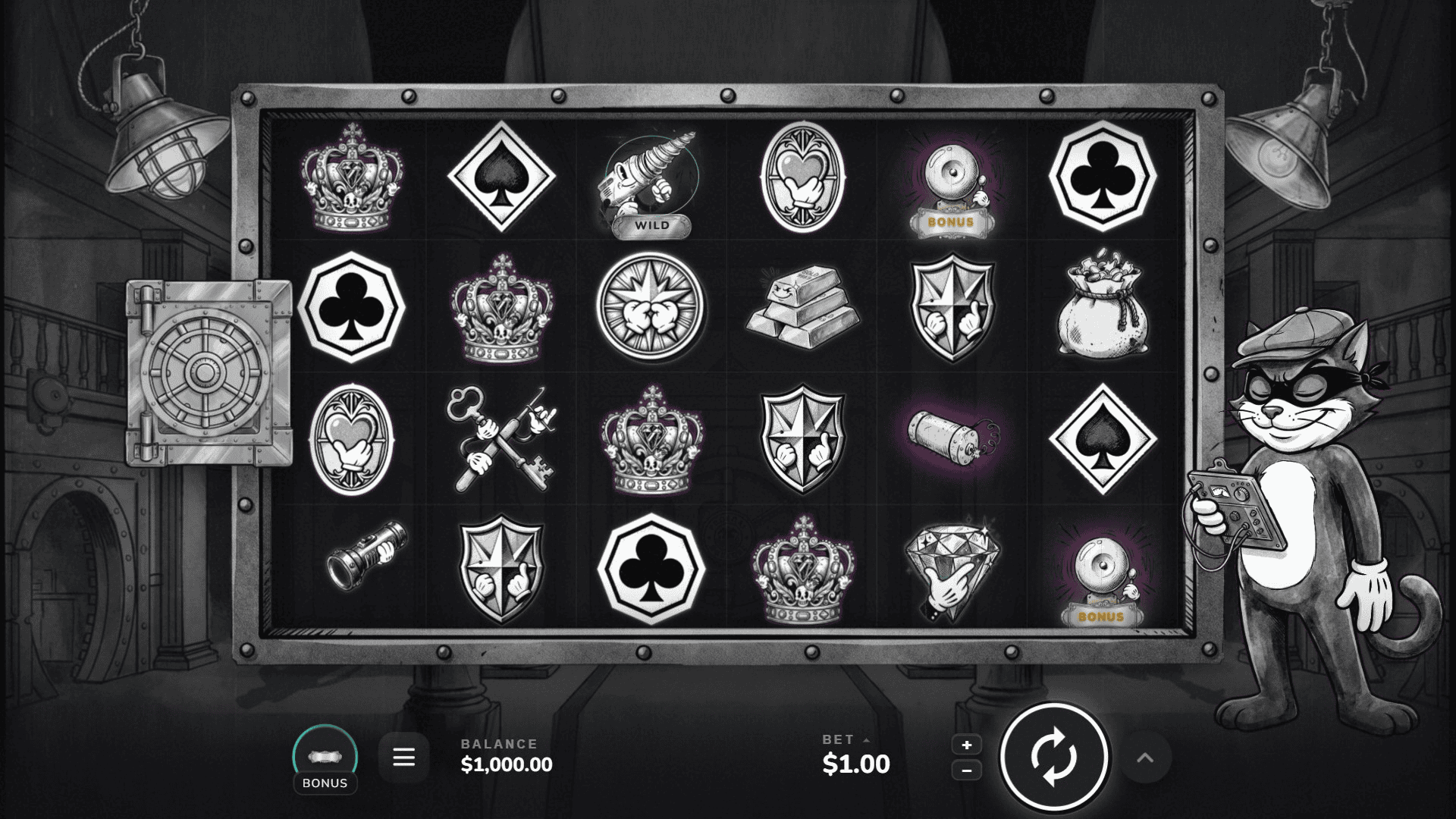 Black and Steal slot gameplay reels