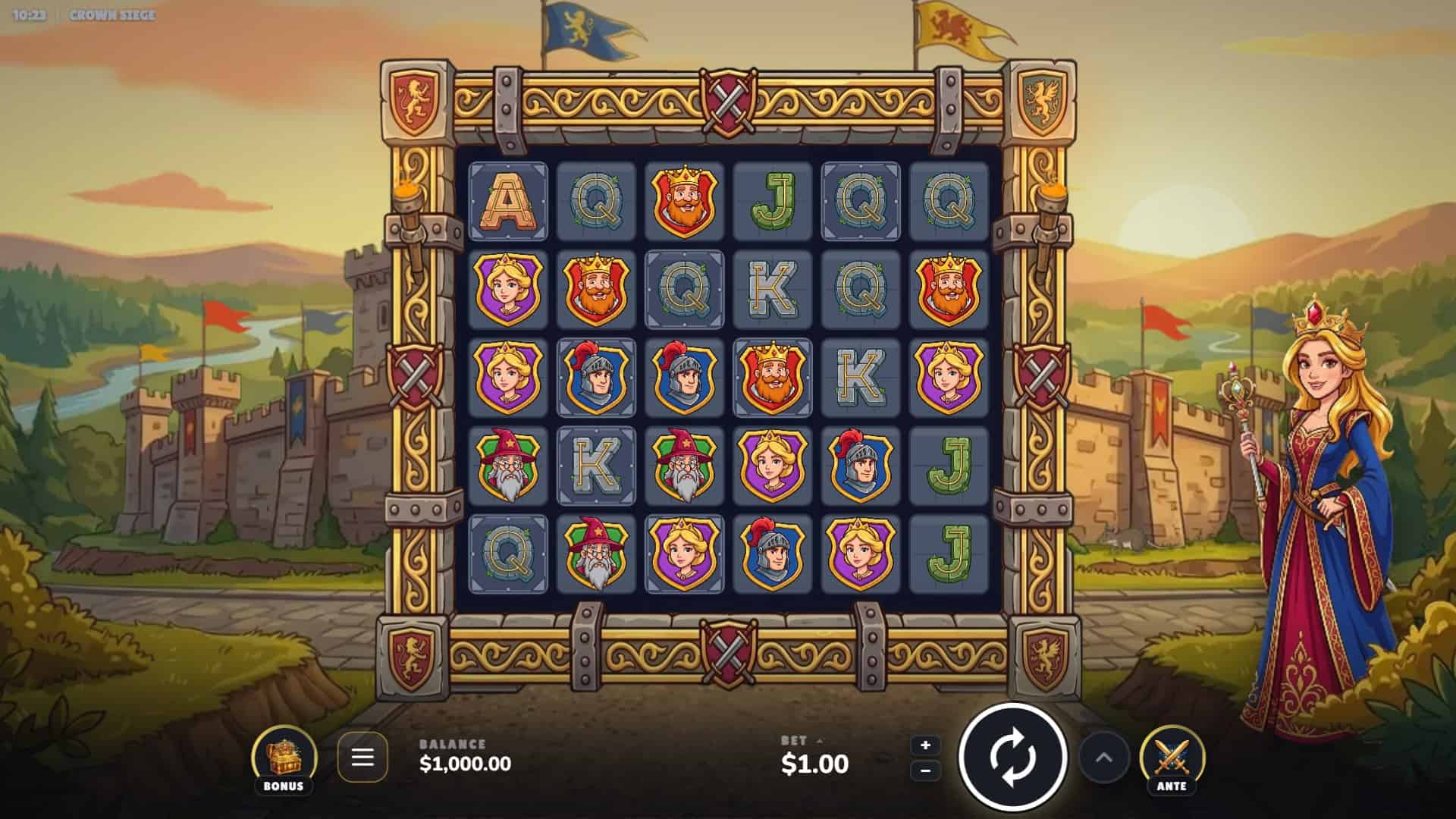 Crown Siege slot gameplay reels