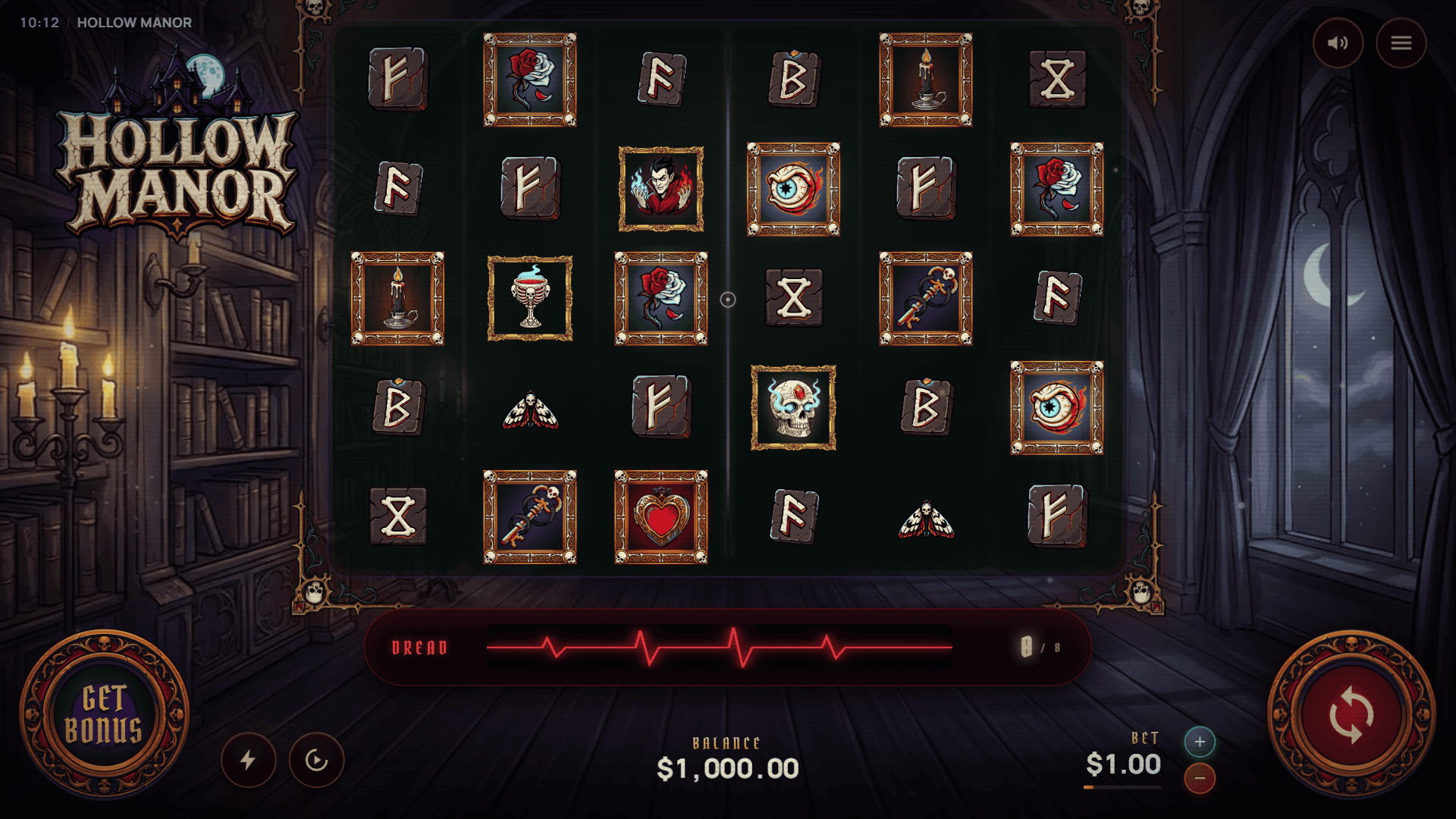 Hollow Manor slot gameplay reels