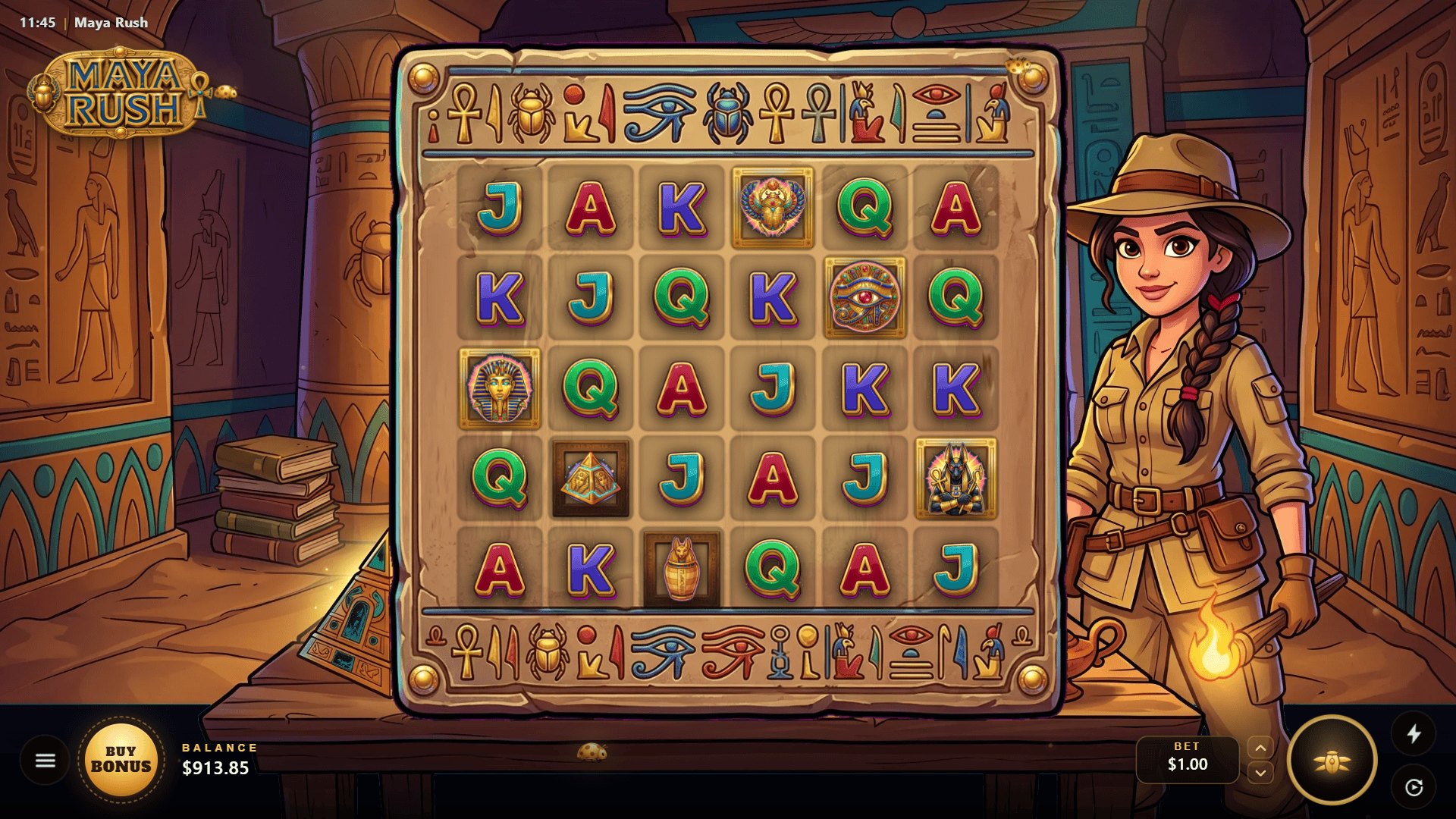 Maya Rush slot gameplay reels