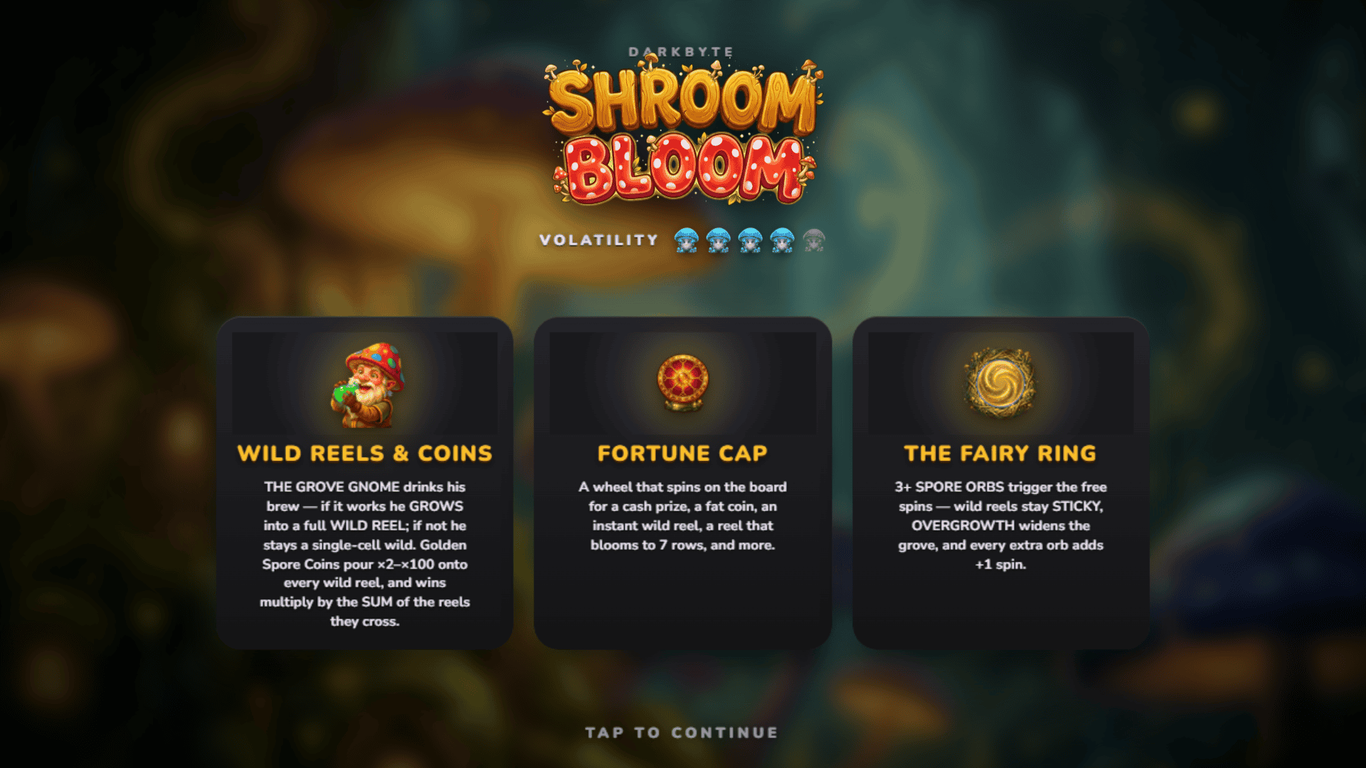 Shroom Bloom slot intro screen