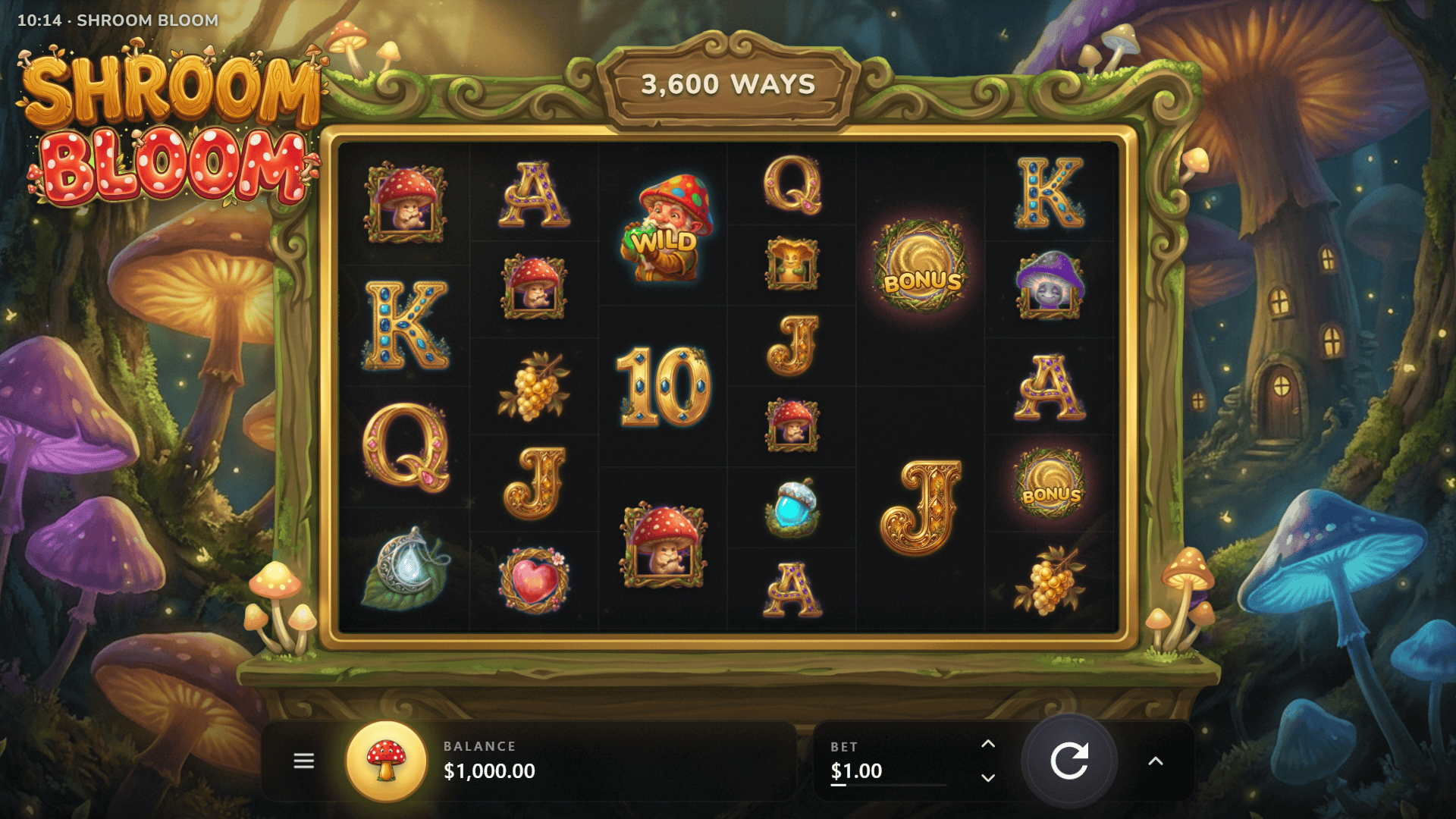 Shroom Bloom slot gameplay reels