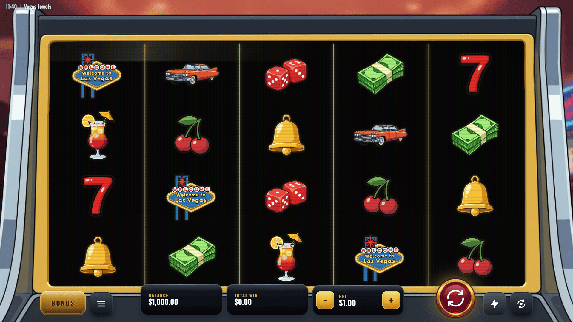 Vegas Jewels slot gameplay reels