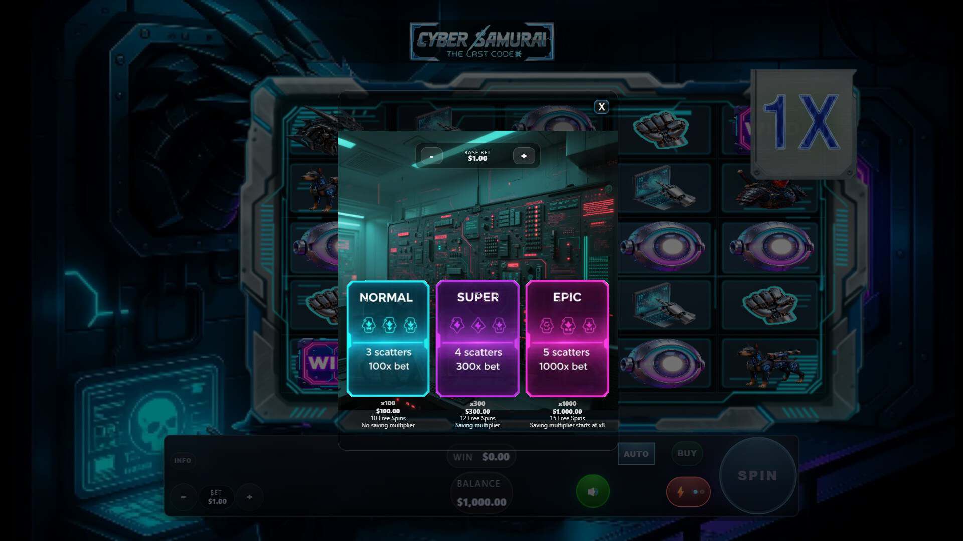 Cyber Samurai The Last Code bonus buy menu
