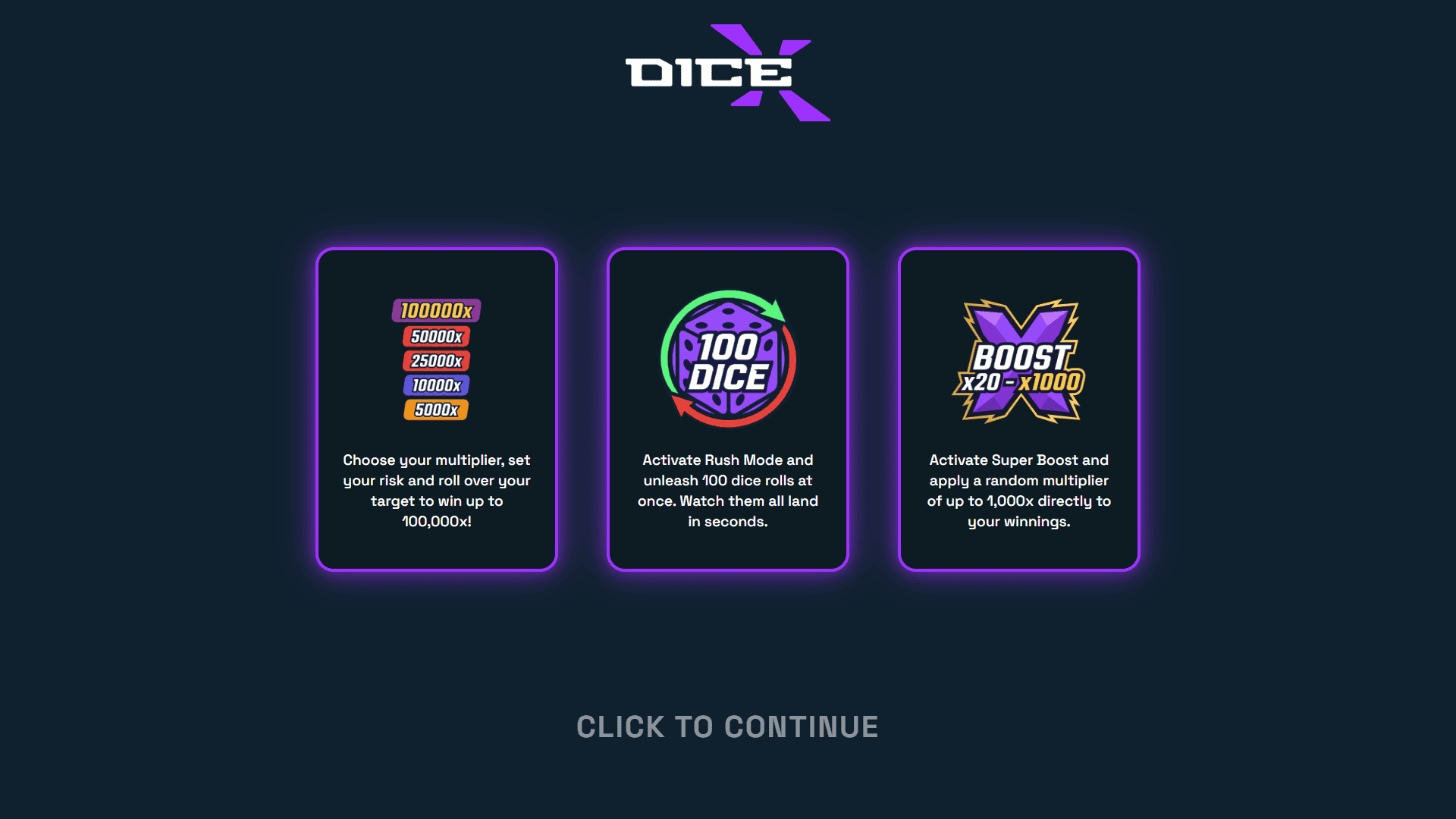 Dice Xtreme slot intro screen