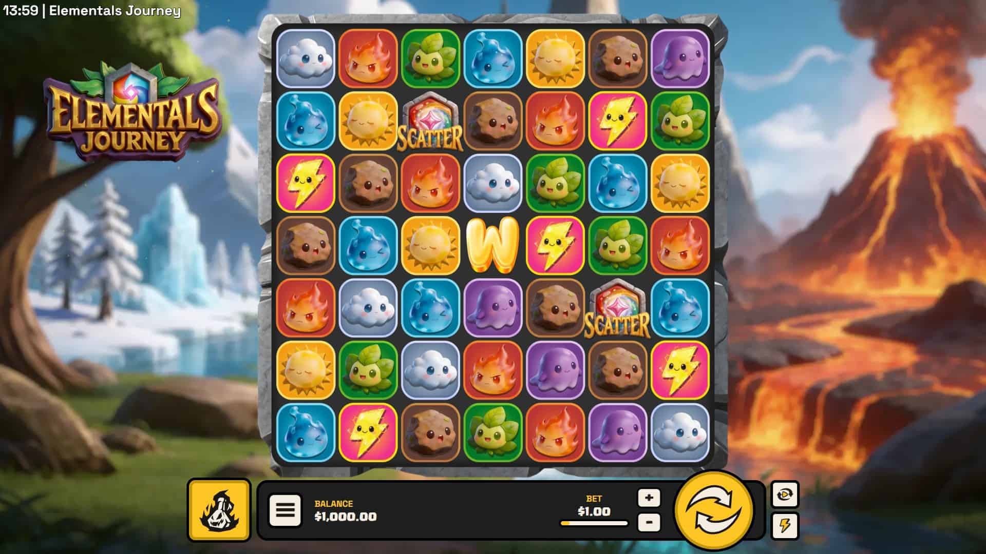 Elementals Journey slot gameplay reels