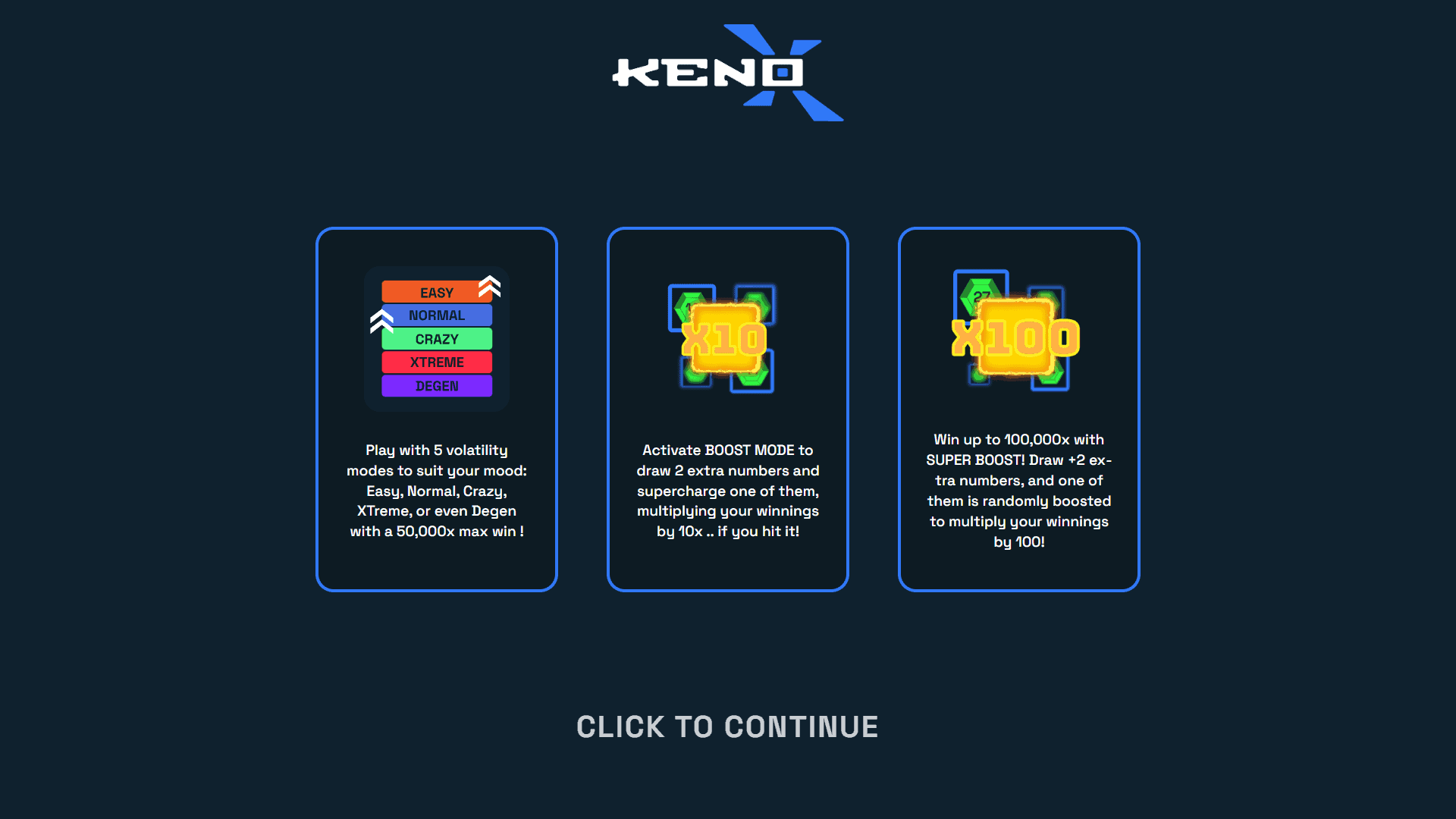 Keno Xtreme slot intro screen