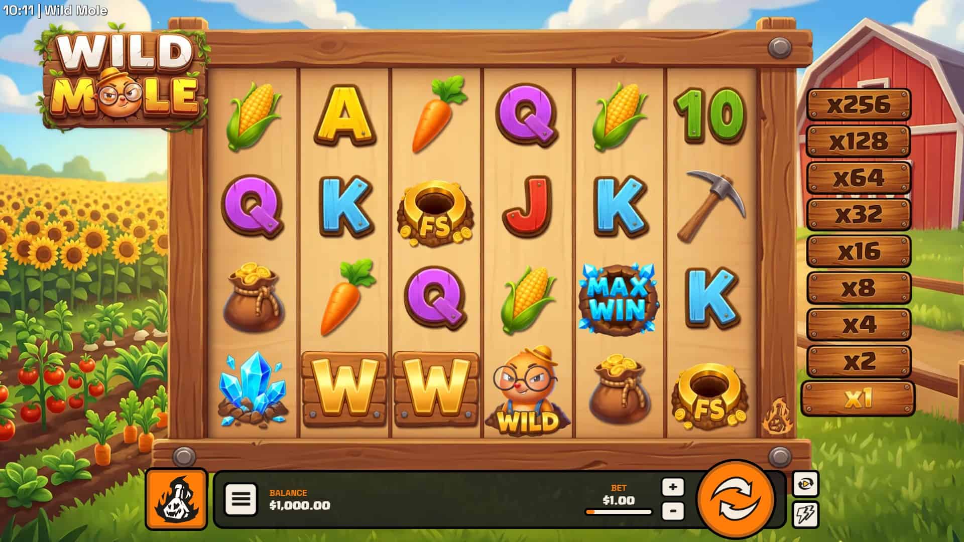 Wild Mole slot gameplay reels