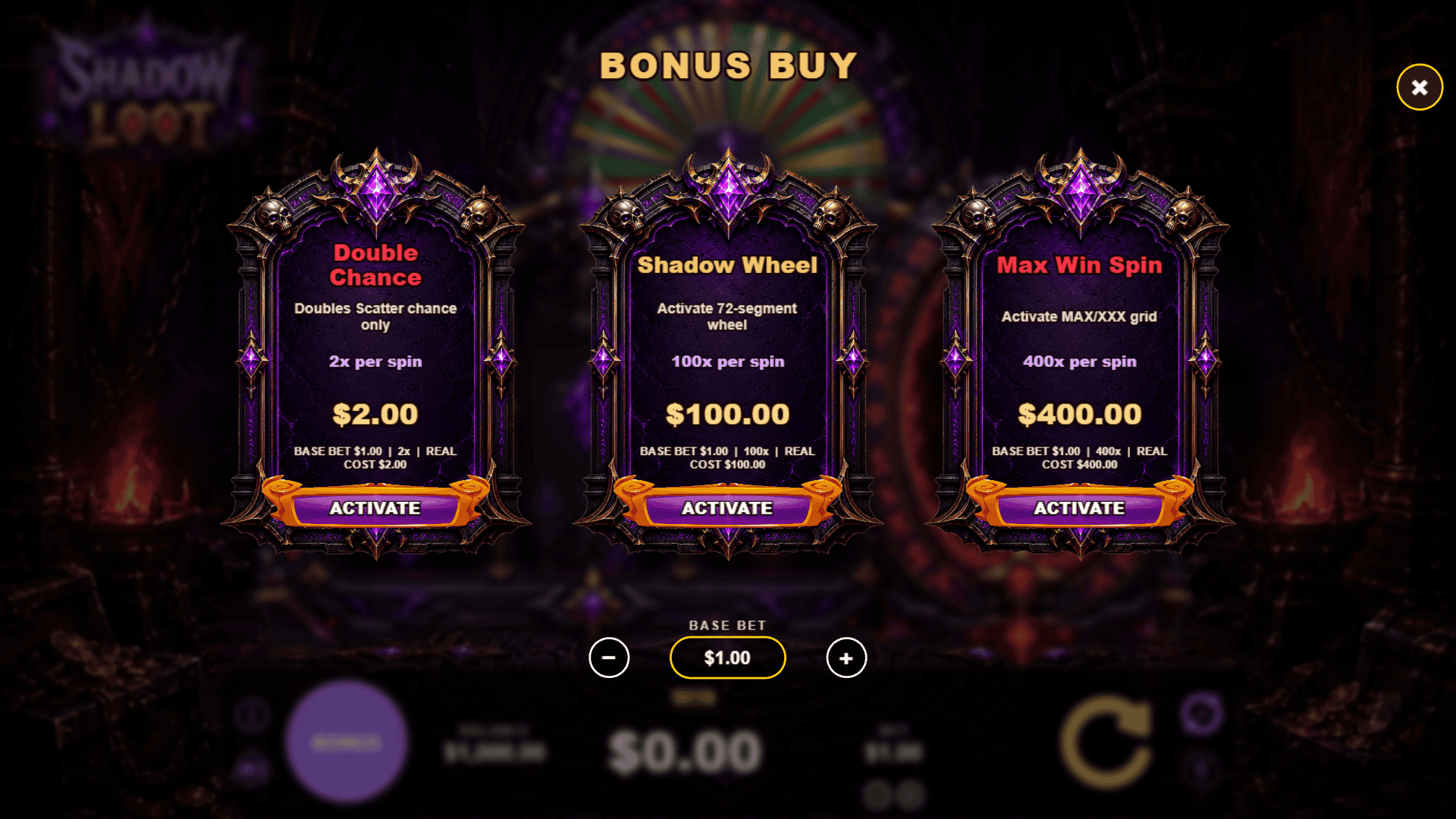 Shadow Loot bonus buy menu