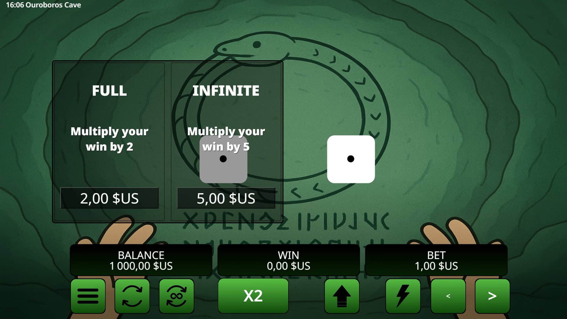Ouroboros Cave bonus buy menu