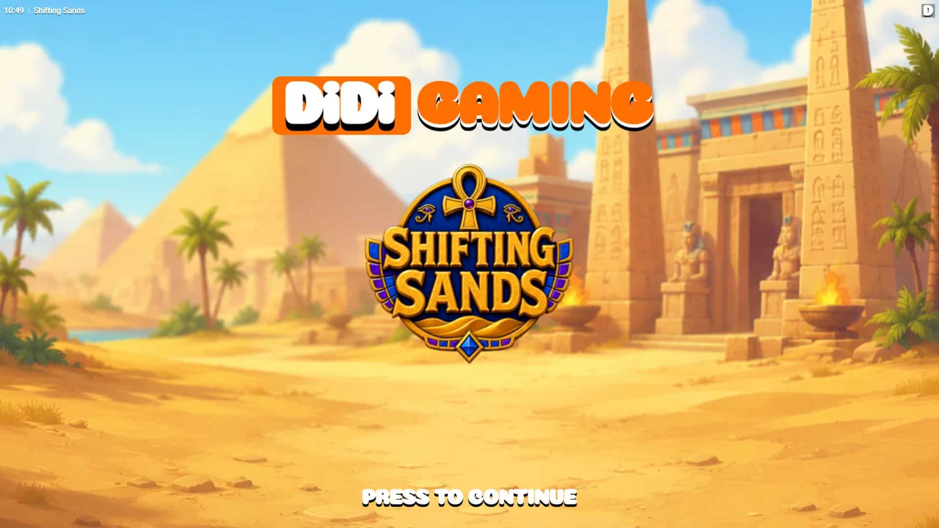 Shifting Sands slot intro screen