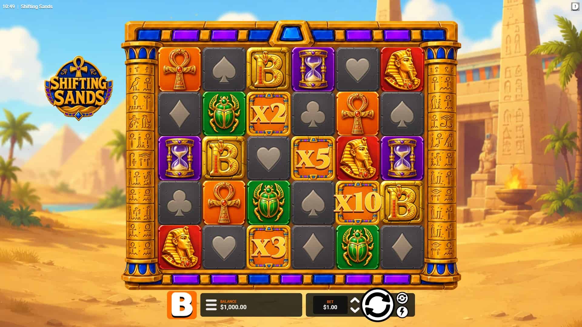 Shifting Sands slot gameplay reels