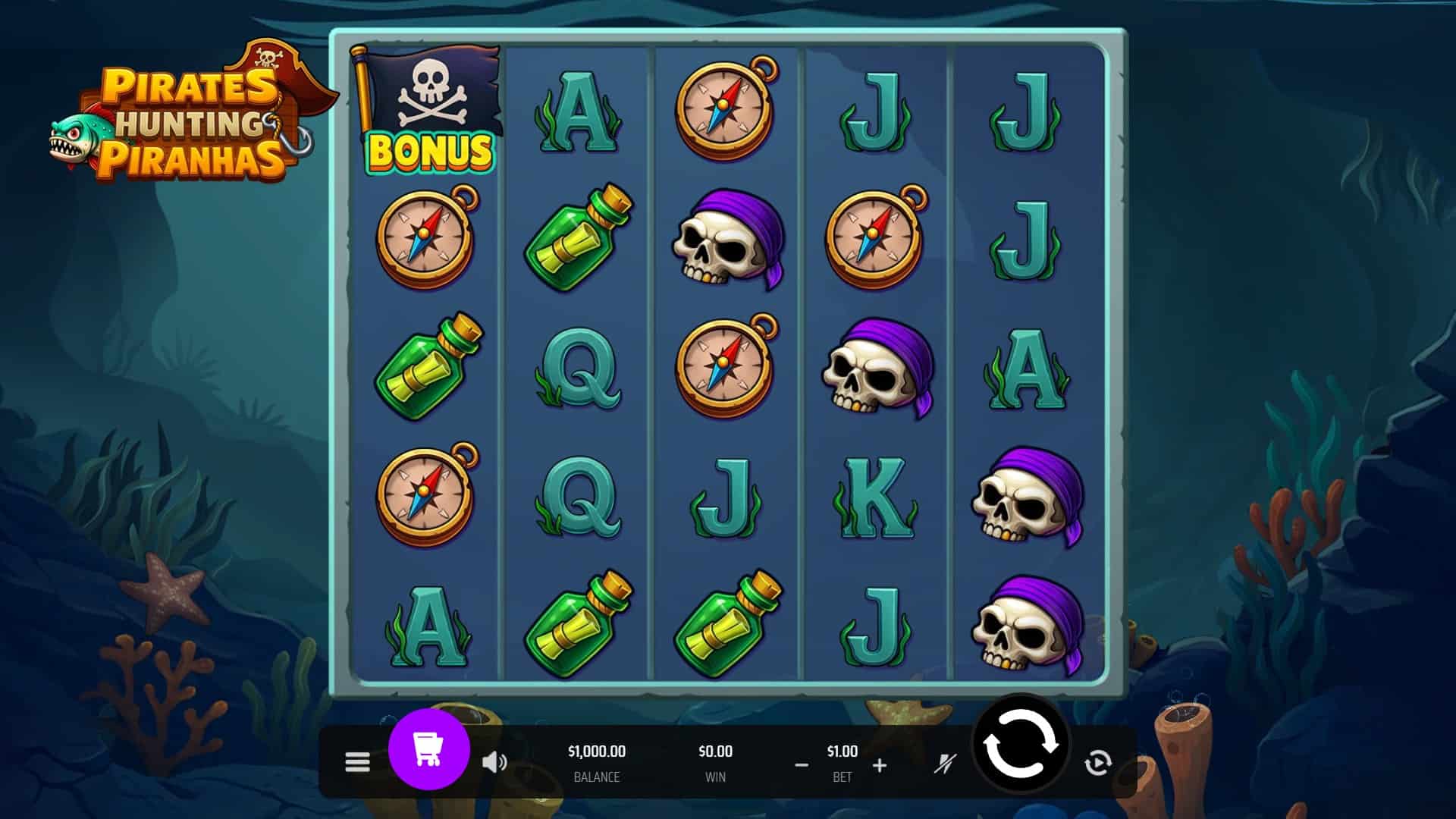 Pirates Hunting Piranhas slot gameplay reels