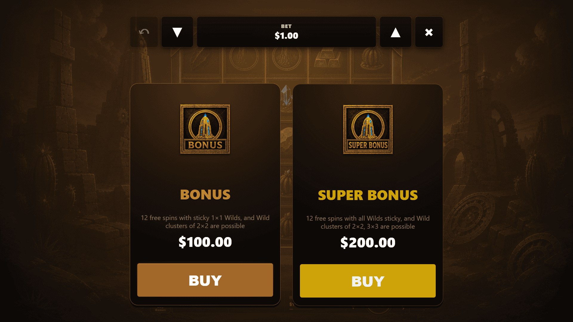 Desert Veil bonus buy menu