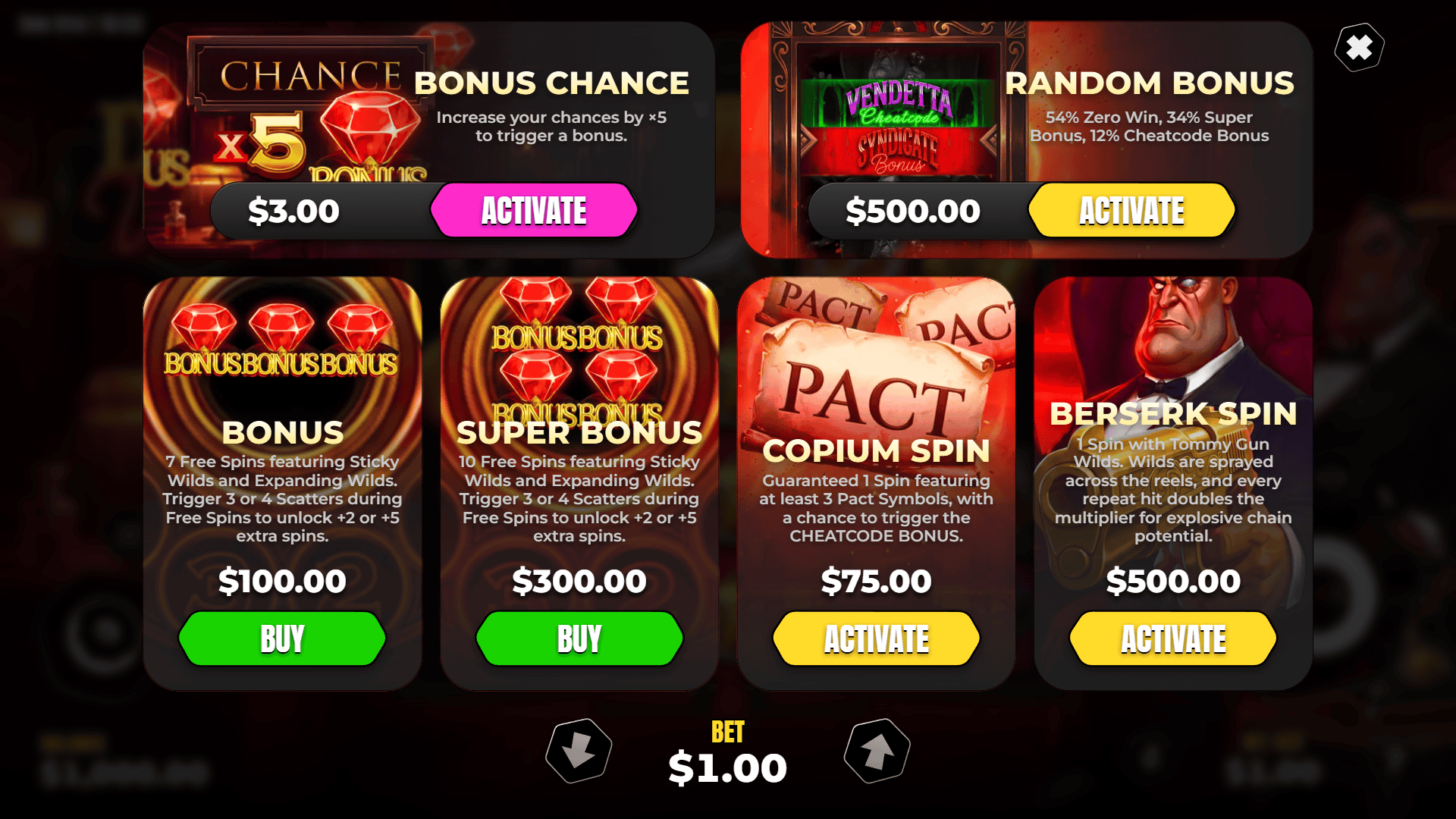 Don Vito bonus buy menu