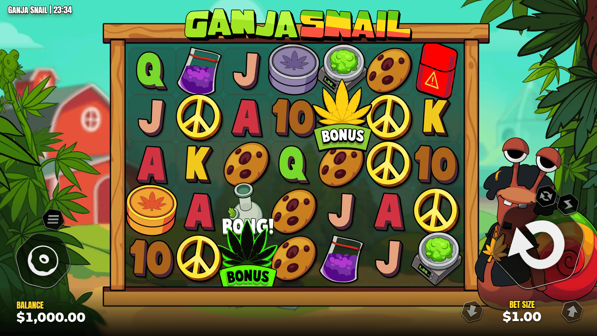 Ganja Snail slot gameplay reels