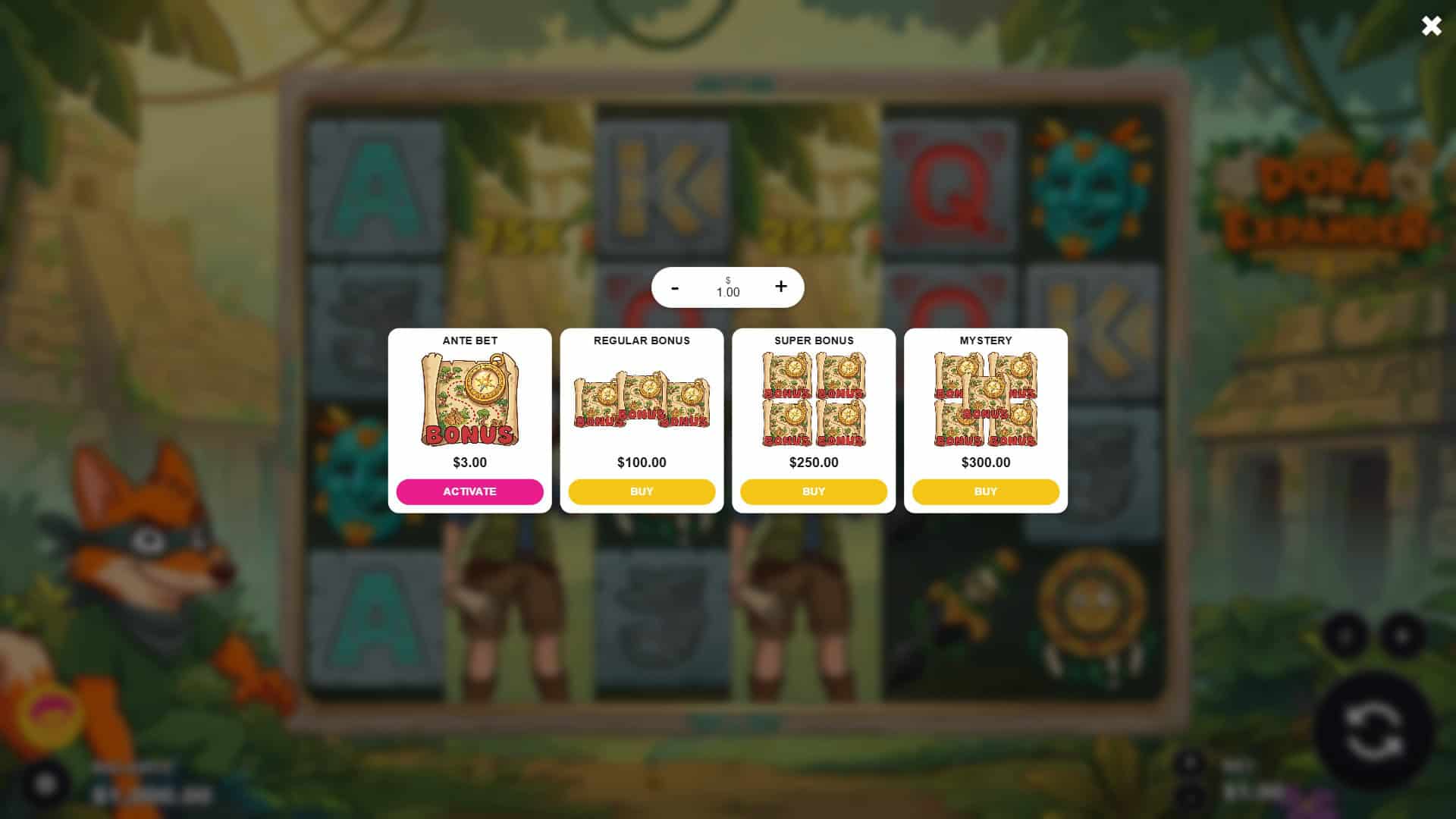Dora The Expander bonus buy menu