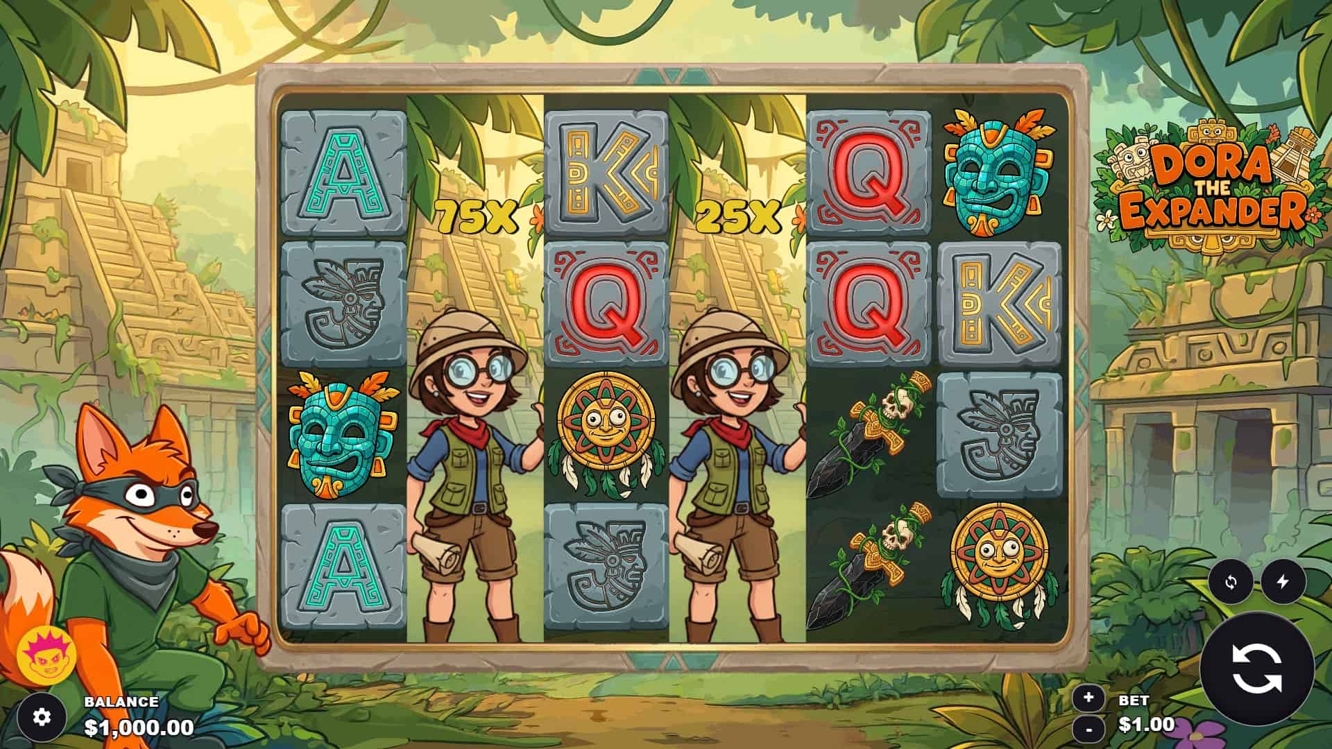 Dora The Expander slot gameplay reels