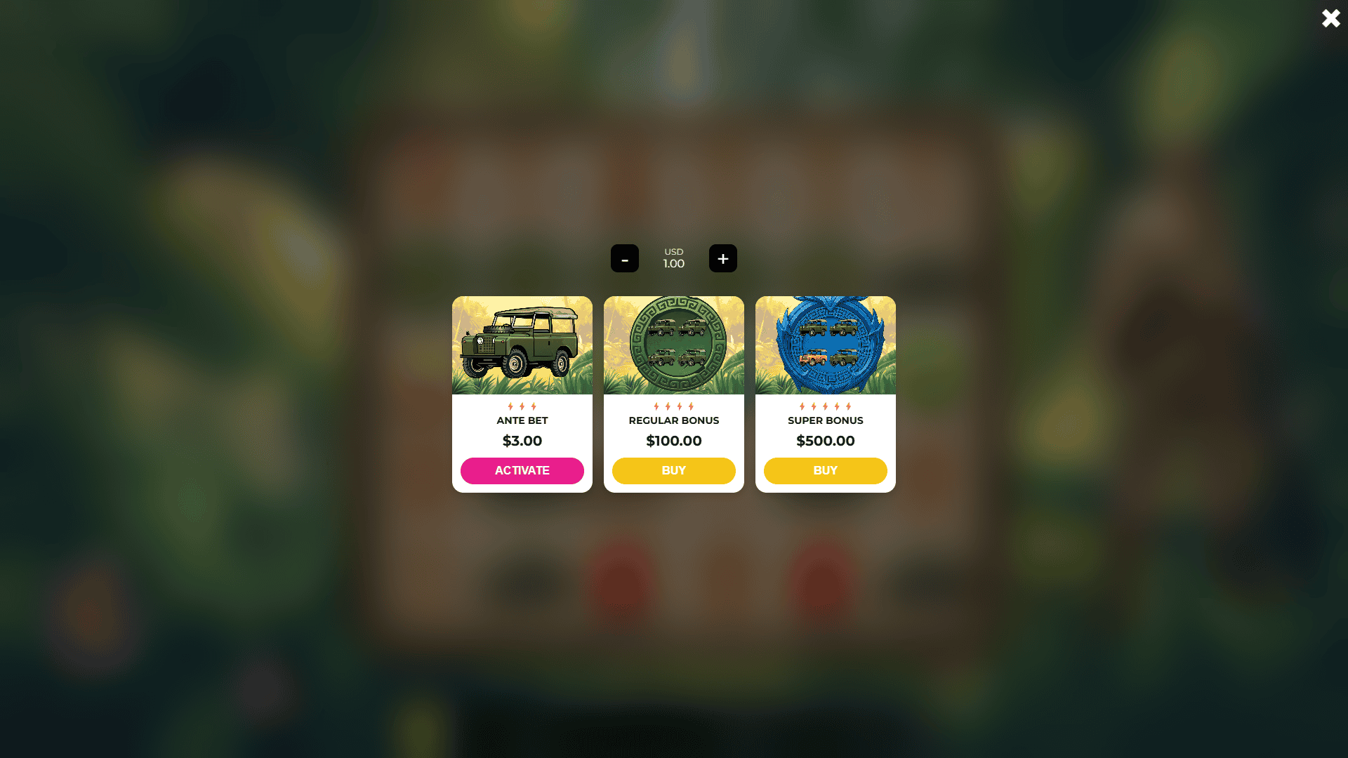 Lucky Benny bonus buy menu