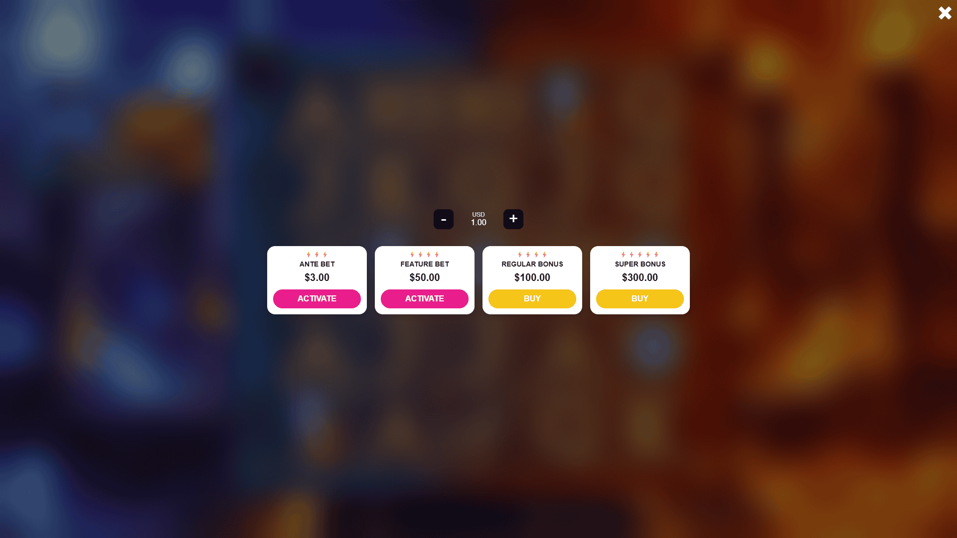 Steve VS Mikey Host Battle bonus buy menu